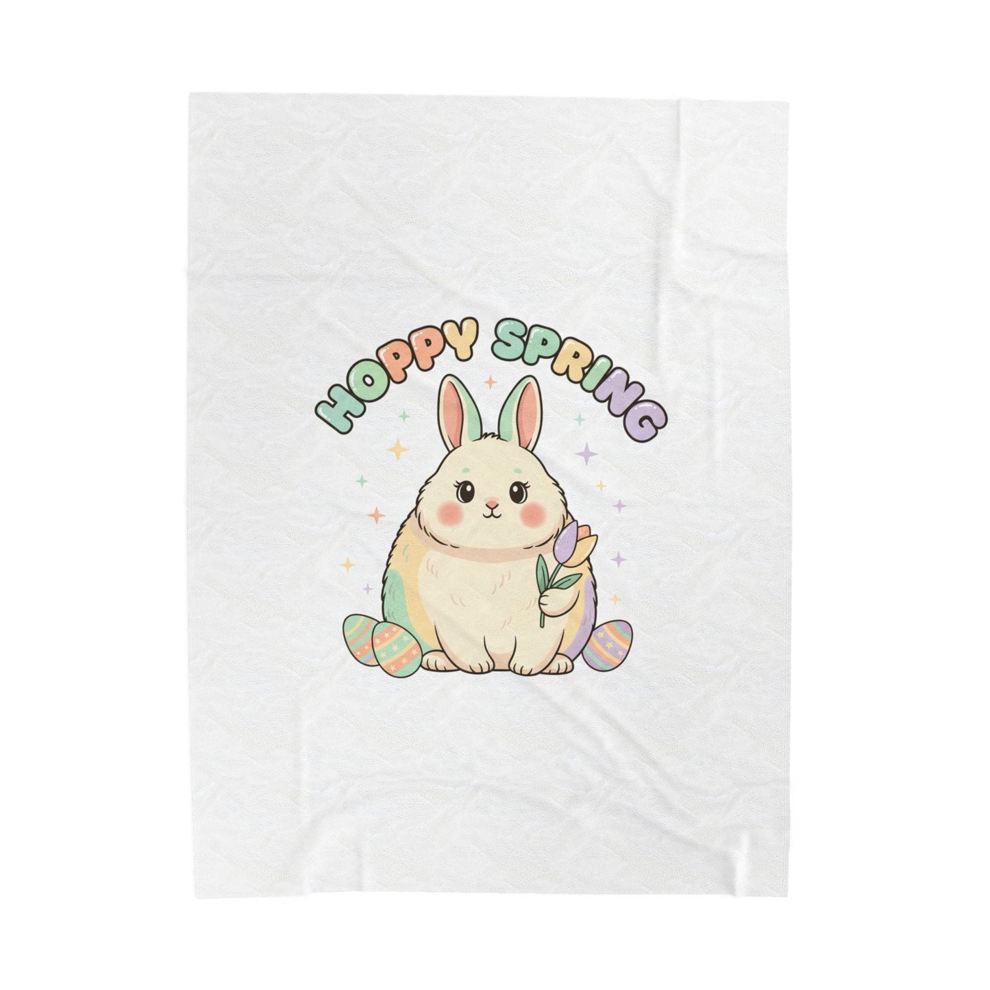 Hoppy Spring Bunny Plush Blanket | pastel spring, cottagecore - AKYCO