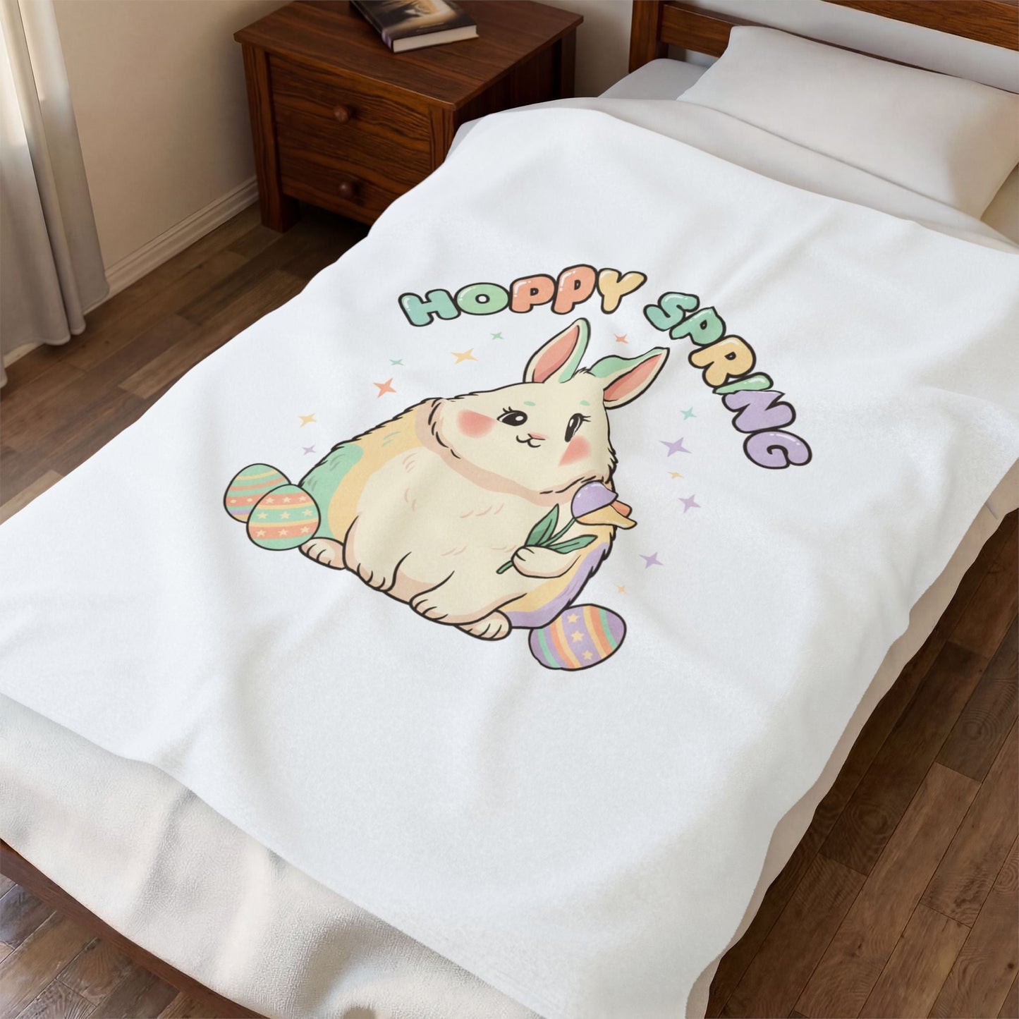 Hoppy Spring Bunny Plush Blanket | pastel spring, cottagecore - AKYCO