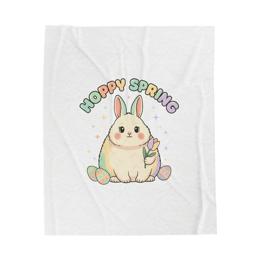 Hoppy Spring Bunny Plush Blanket | pastel spring, cottagecore - AKYCO