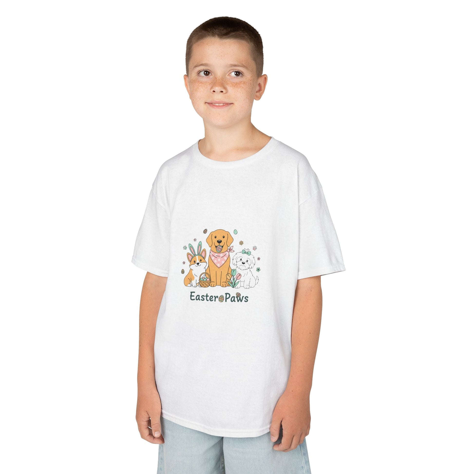 Kids T-Shirt — "Easter ePaws" Cute Puppy & Bunny Easter Tee - AKYCO