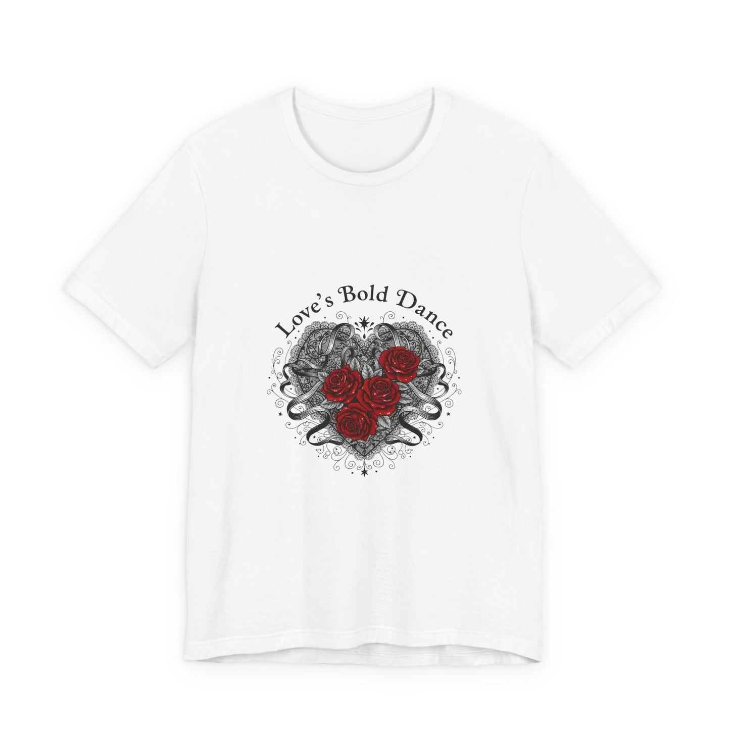 Maglietta gothic romance San Valentino con cuori e rose rosse