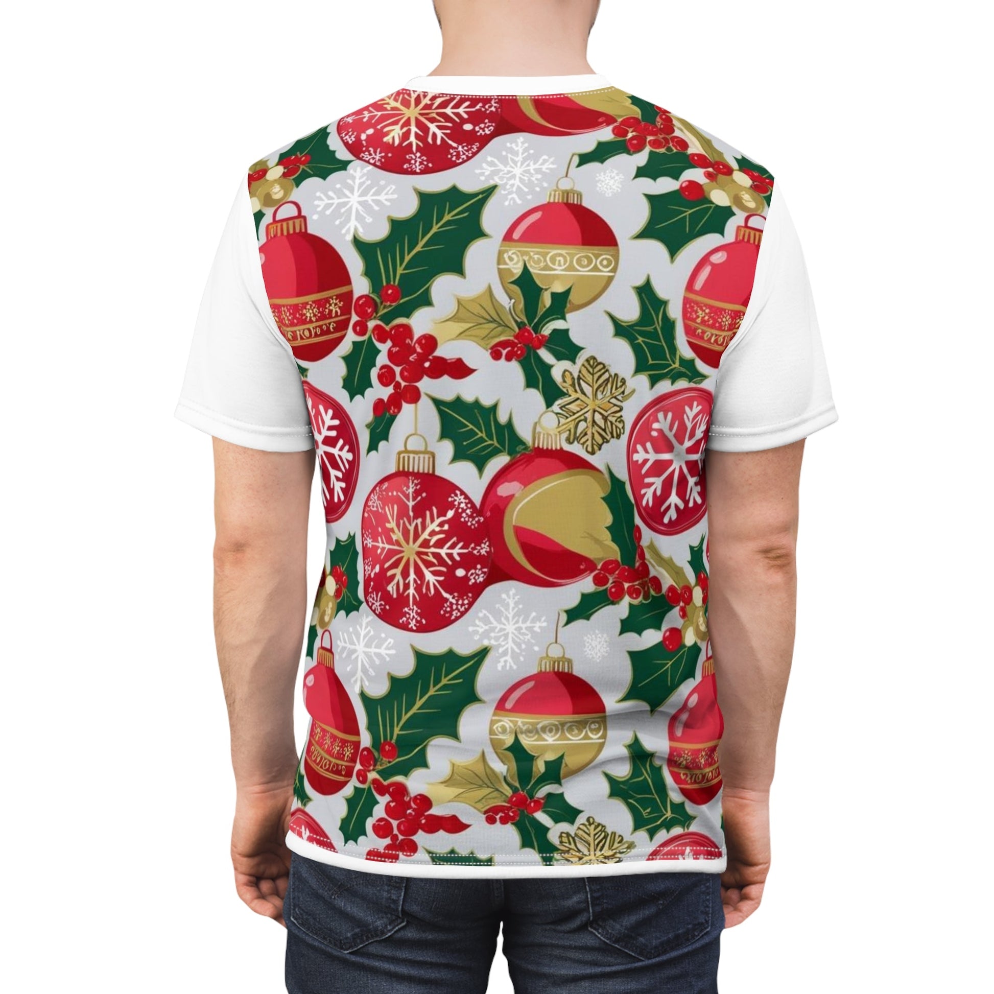 Maglietta Unisex Festiva con Ornamenti e Agrifoglio - AKYCO