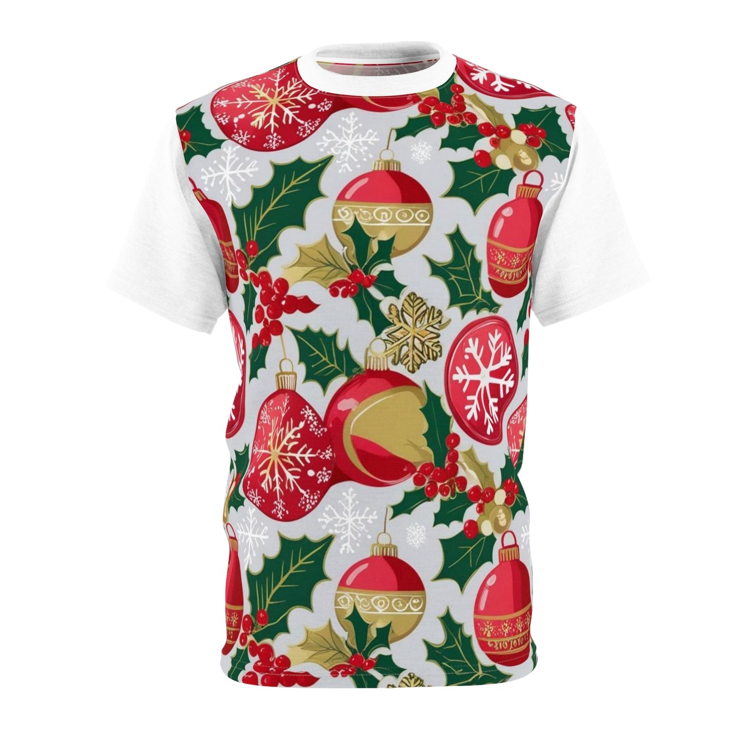 Maglietta Unisex Festiva con Ornamenti e Agrifoglio - AKYCO