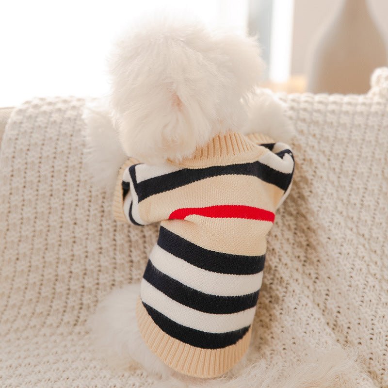 Maglione lavorato a maglia a righe per cuccioli di cane di autunno e inverno, cardigan per cani di piccola e media taglia, vestiti a due zampe, abbigliamento invernale sottile - Aky & Co.