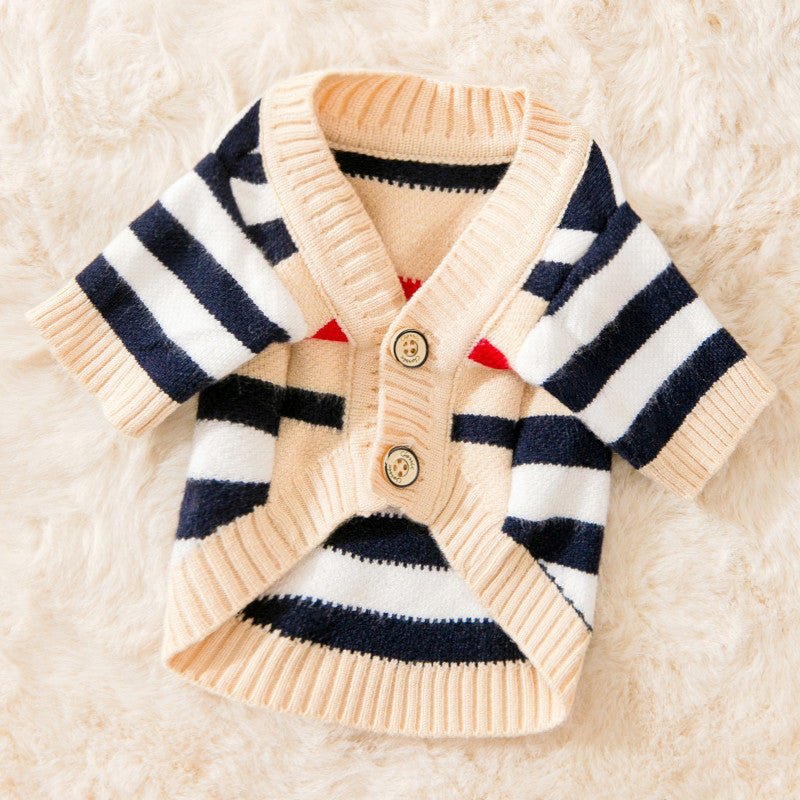 Maglione lavorato a maglia a righe per cuccioli di cane di autunno e inverno, cardigan per cani di piccola e media taglia, vestiti a due zampe, abbigliamento invernale sottile - Aky & Co.