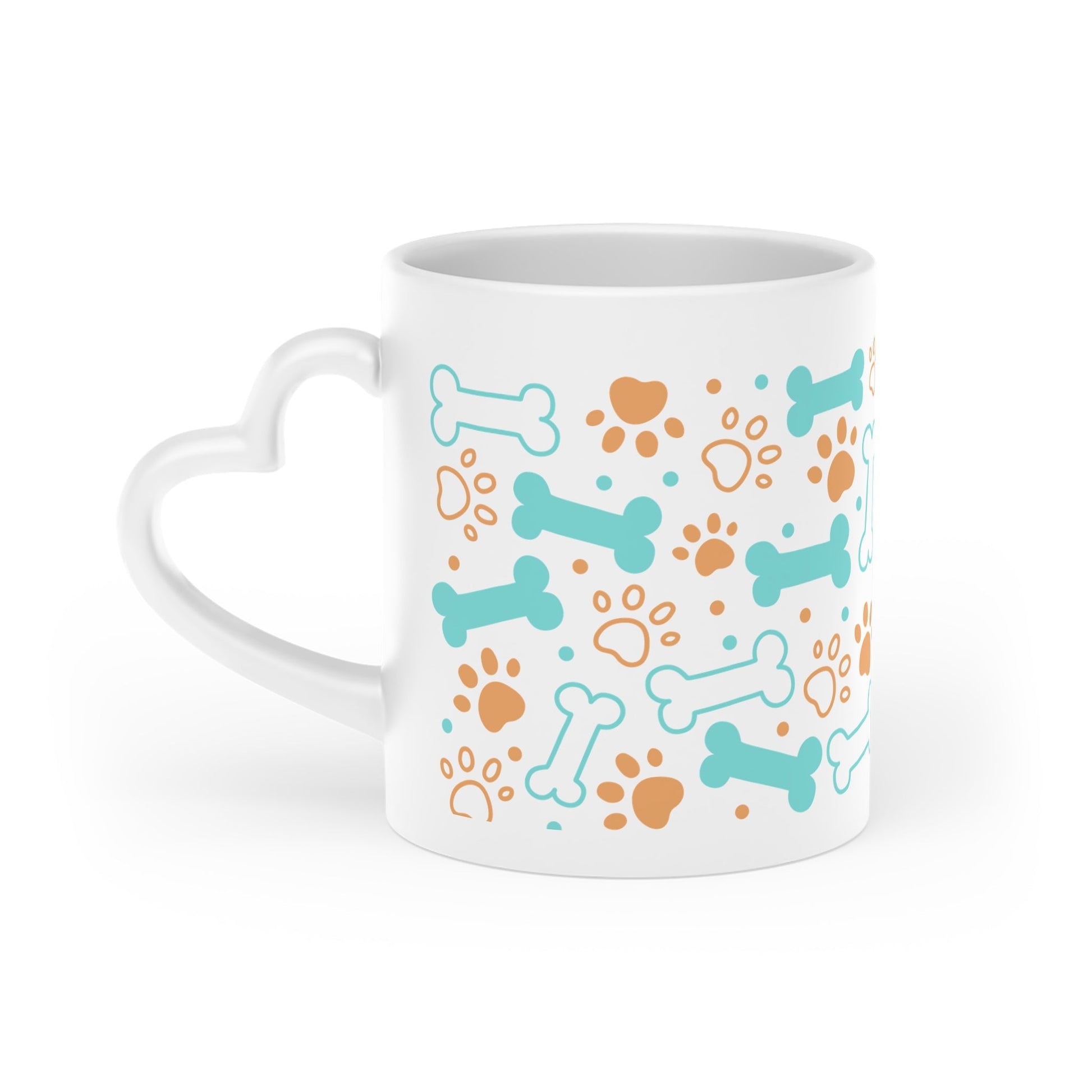 Pet Lover's Heart - Shaped Mug with Bones and Paw Prints - AKYCO