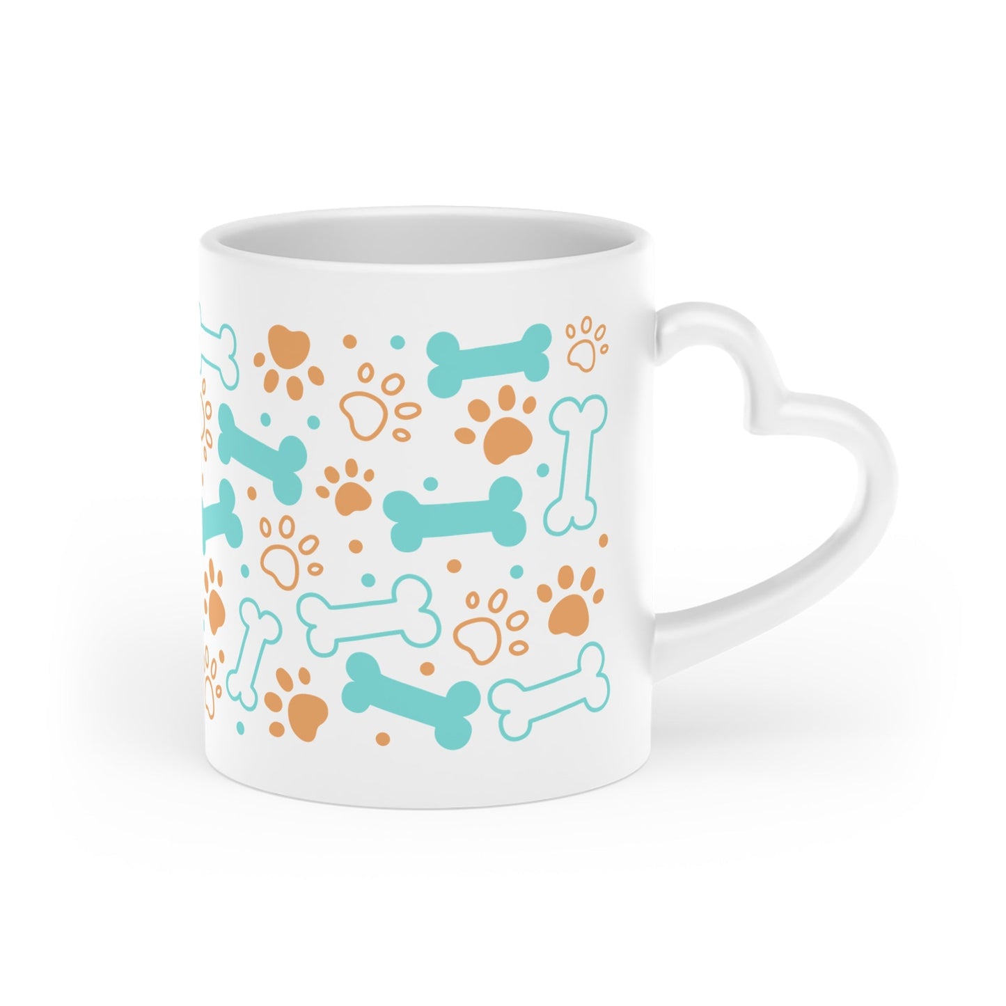 Pet Lover's Heart - Shaped Mug with Bones and Paw Prints - AKYCO