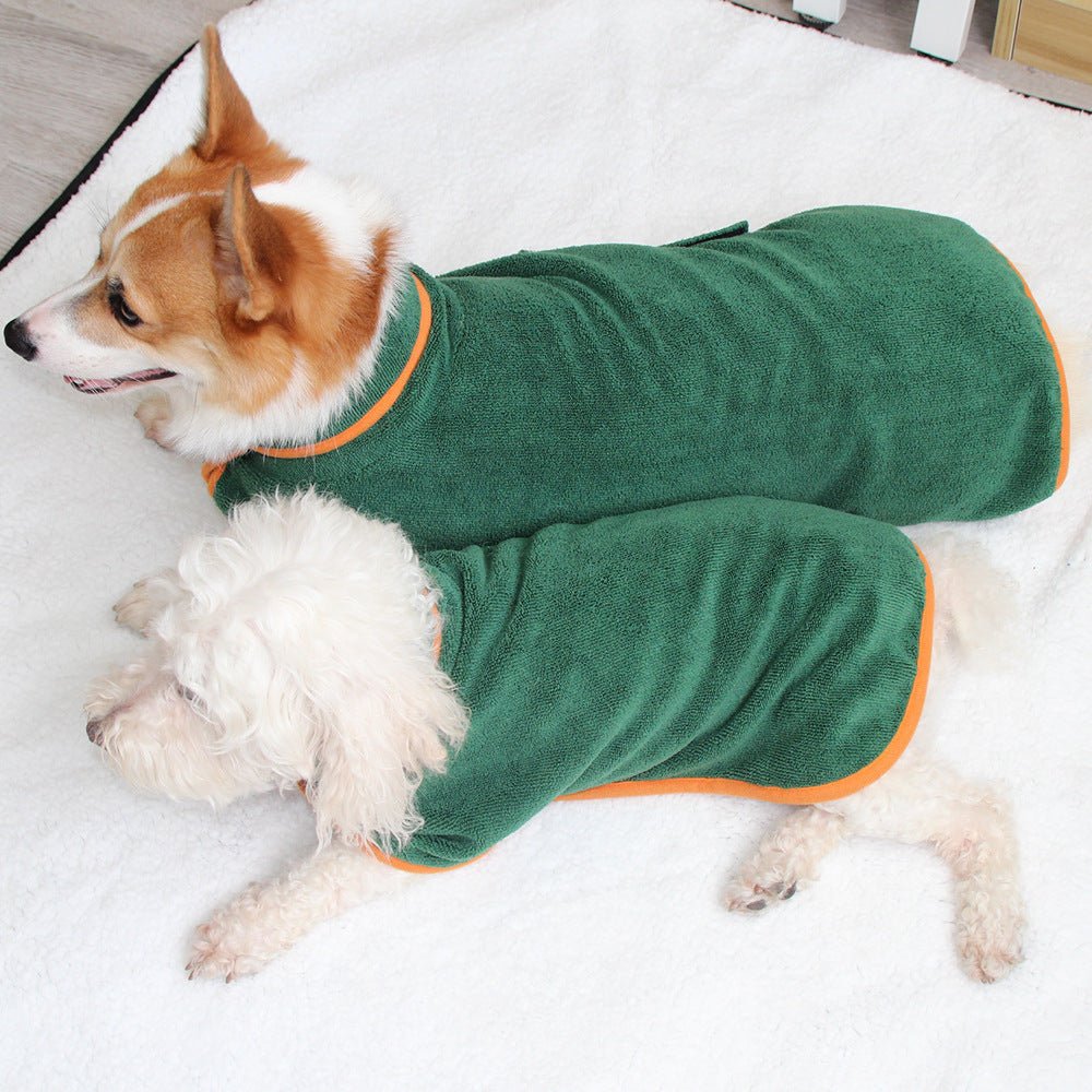Due cani con accappatoio AKYCO verde - AKYCO