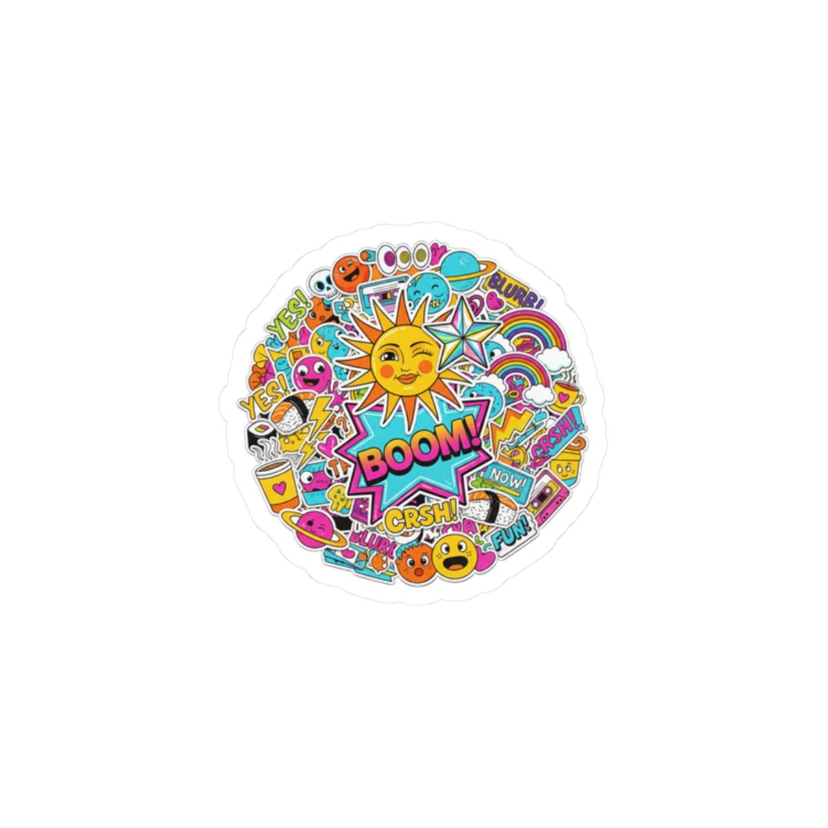 Sticker Bomb Collage Kiss - Cut Sticker | maximalist sticker - bomb, graphic doodles - AKYCO