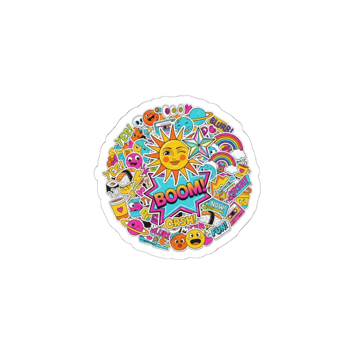 Sticker Bomb Collage Kiss - Cut Sticker | maximalist sticker - bomb, graphic doodles - AKYCO