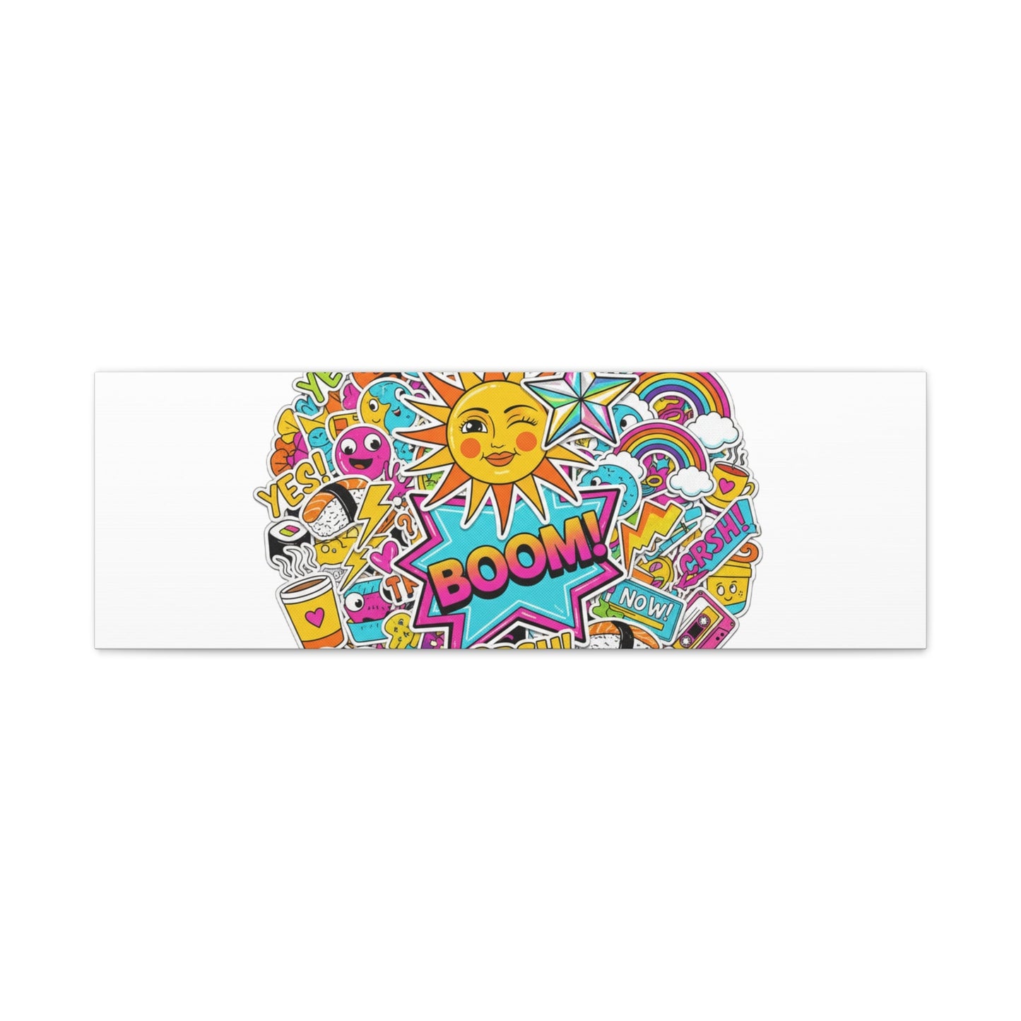 Sticker - Bomb Collage Matte Canvas, Stretched | chaotic sticker collage, graphic doodles - AKYCO