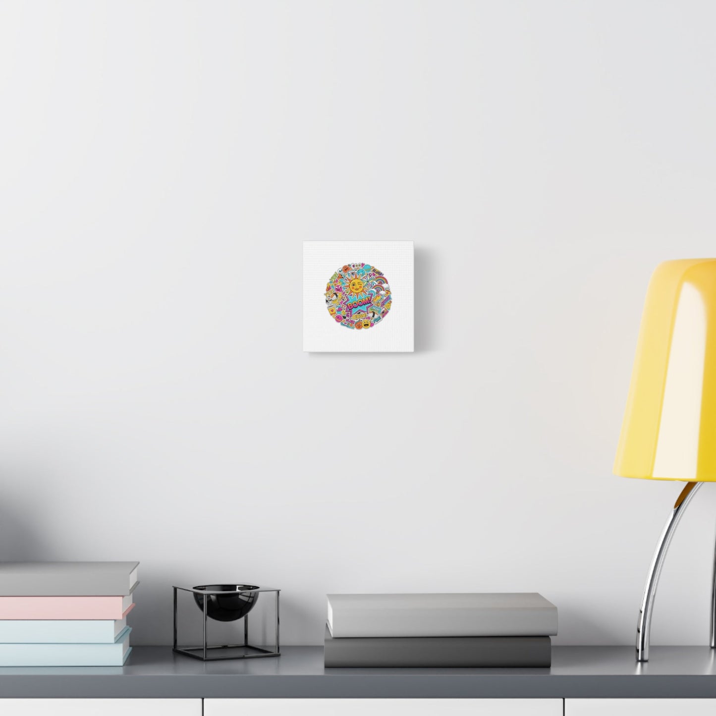 Sticker - Bomb Collage Matte Canvas, Stretched | chaotic sticker collage, graphic doodles - AKYCO