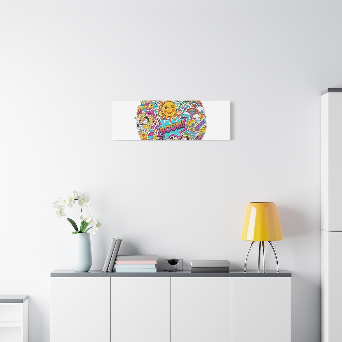 Sticker - Bomb Collage Matte Canvas, Stretched | chaotic sticker collage, graphic doodles - AKYCO