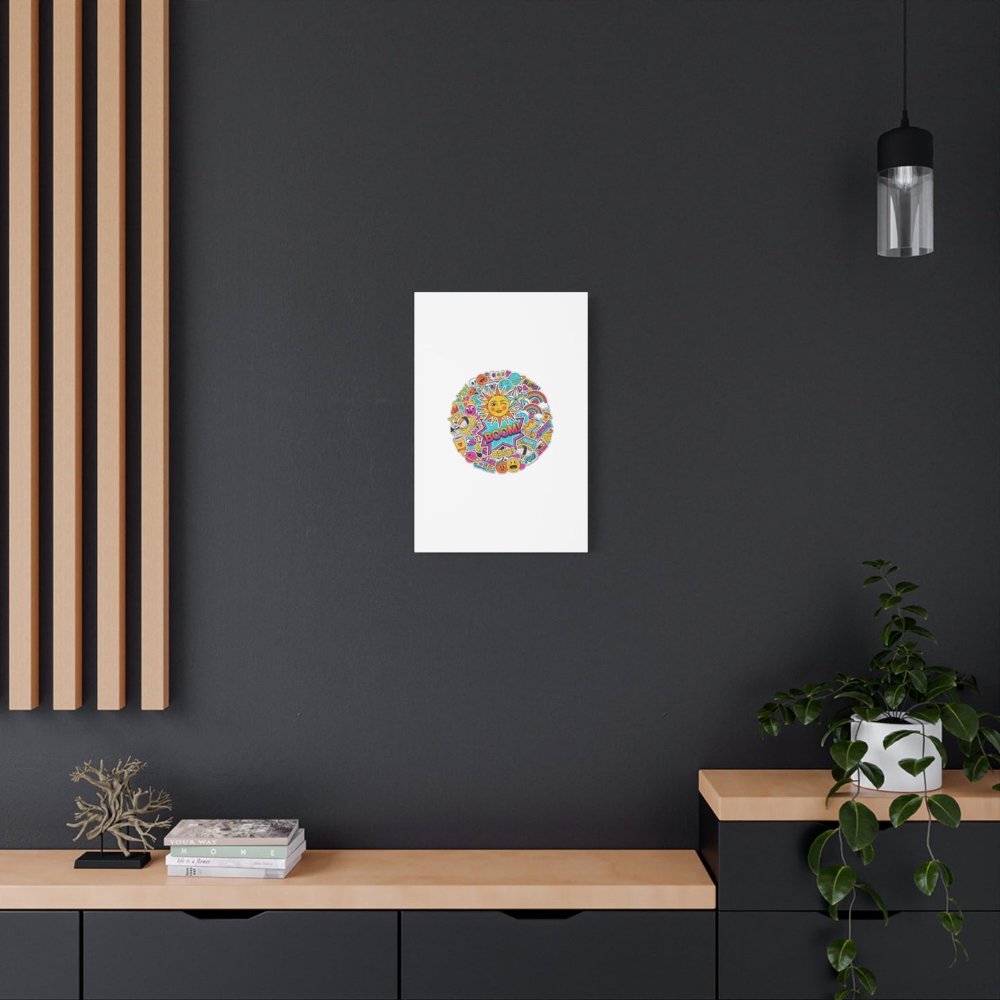 Sticker - Bomb Collage Matte Canvas, Stretched | chaotic sticker collage, graphic doodles - AKYCO