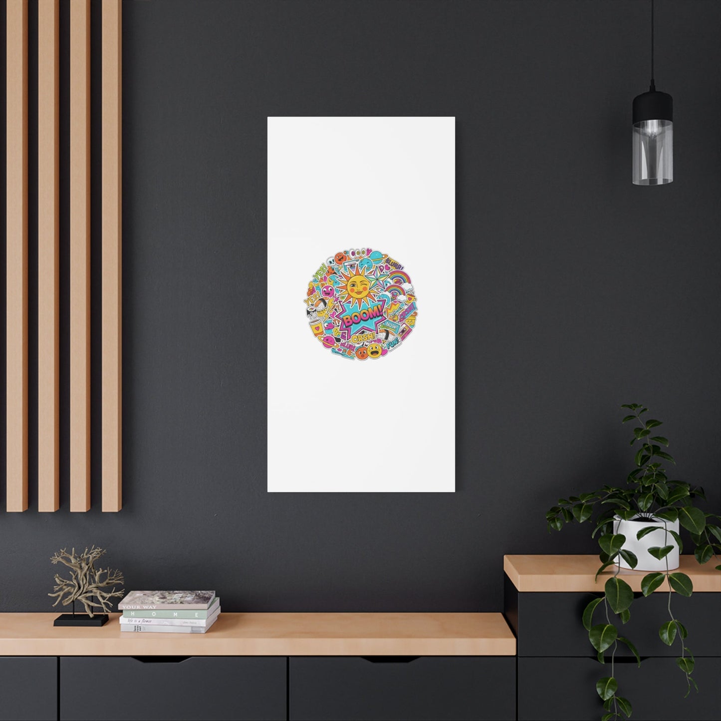 Sticker - Bomb Collage Matte Canvas, Stretched | chaotic sticker collage, graphic doodles - AKYCO