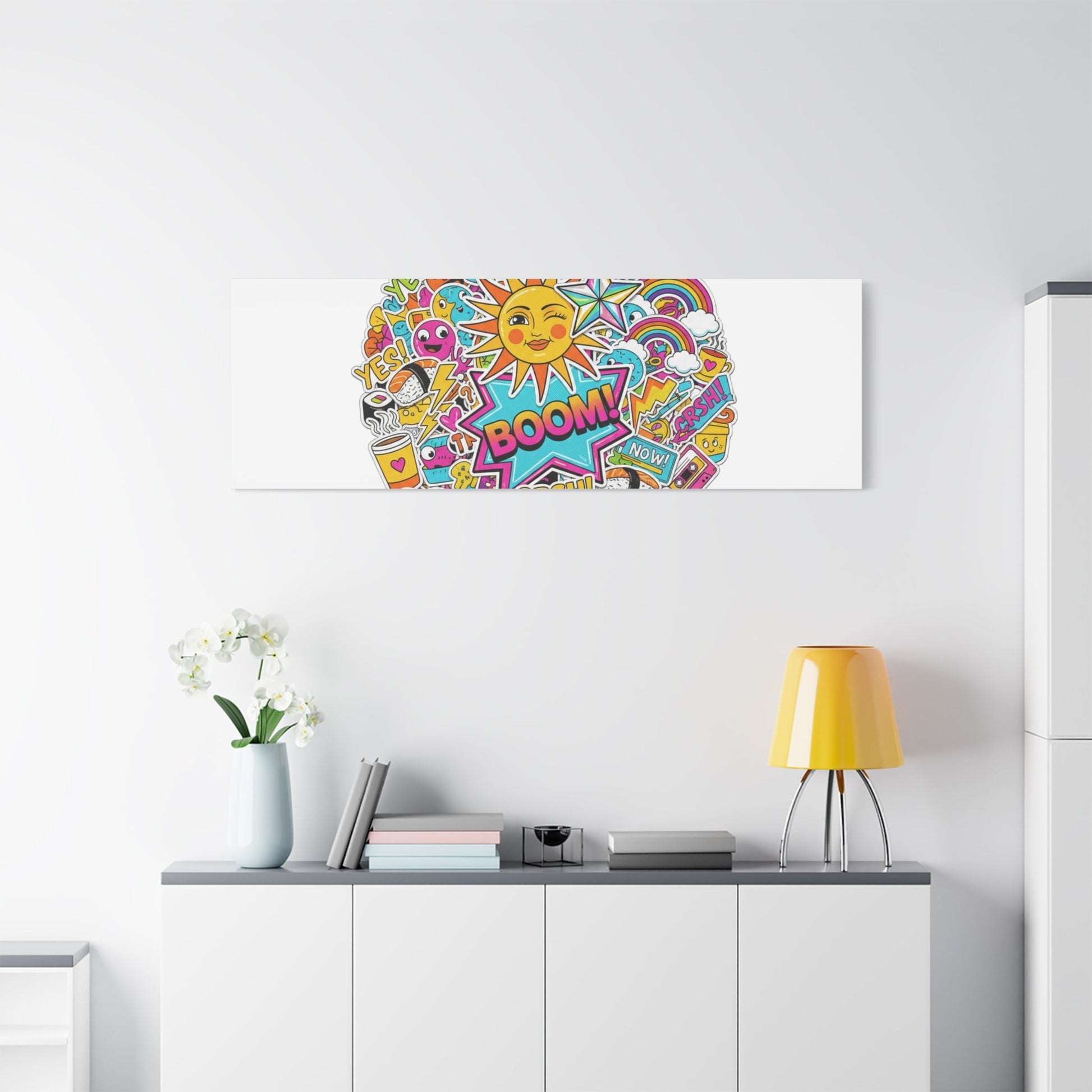 Sticker - Bomb Collage Matte Canvas, Stretched | chaotic sticker collage, graphic doodles - AKYCO