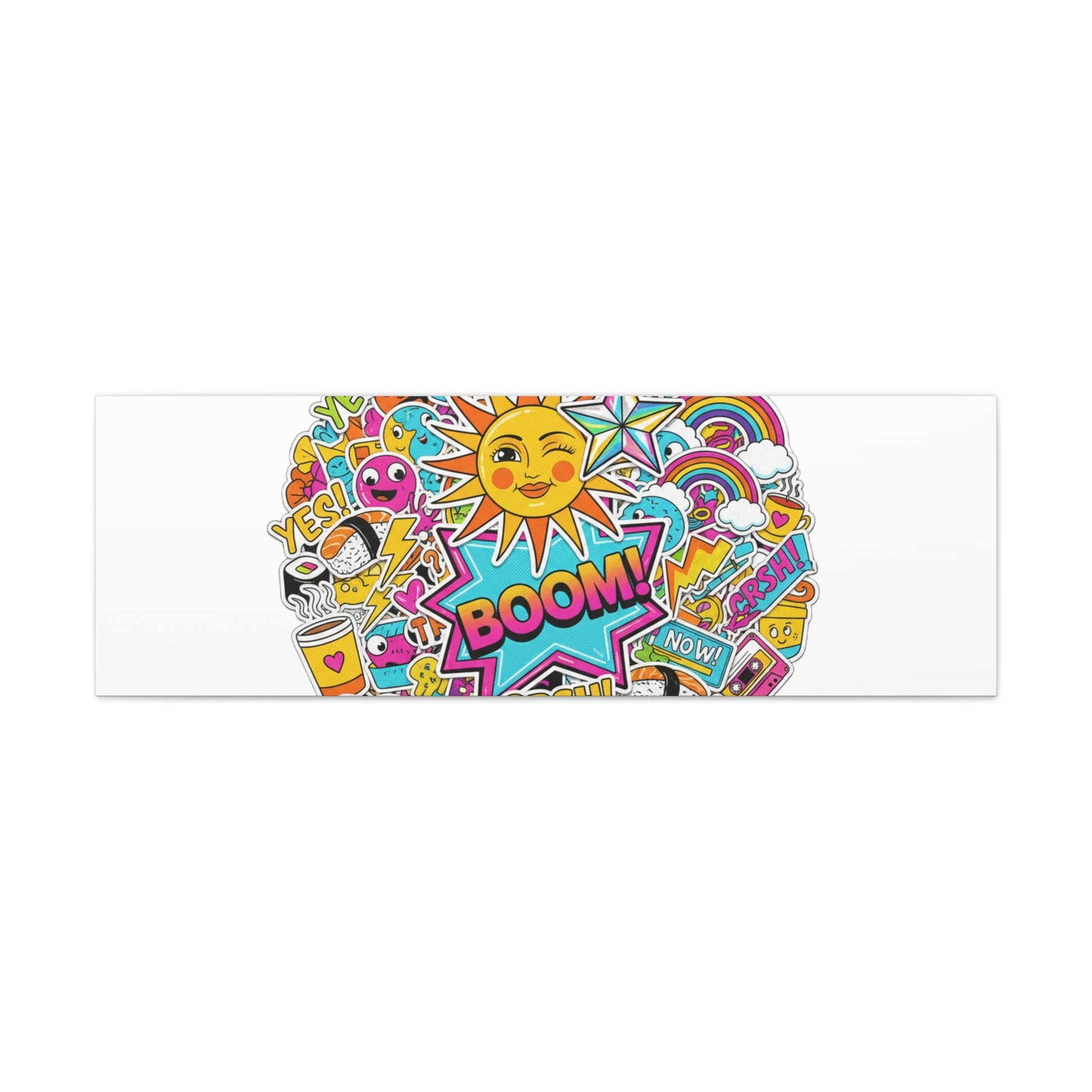 Sticker - Bomb Collage Matte Canvas, Stretched | chaotic sticker collage, graphic doodles - AKYCO