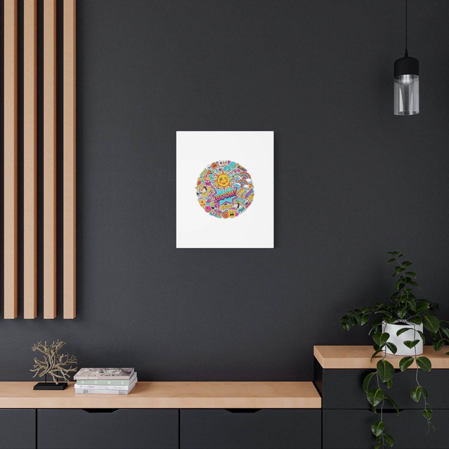 Sticker - Bomb Collage Matte Canvas, Stretched | chaotic sticker collage, graphic doodles - AKYCO