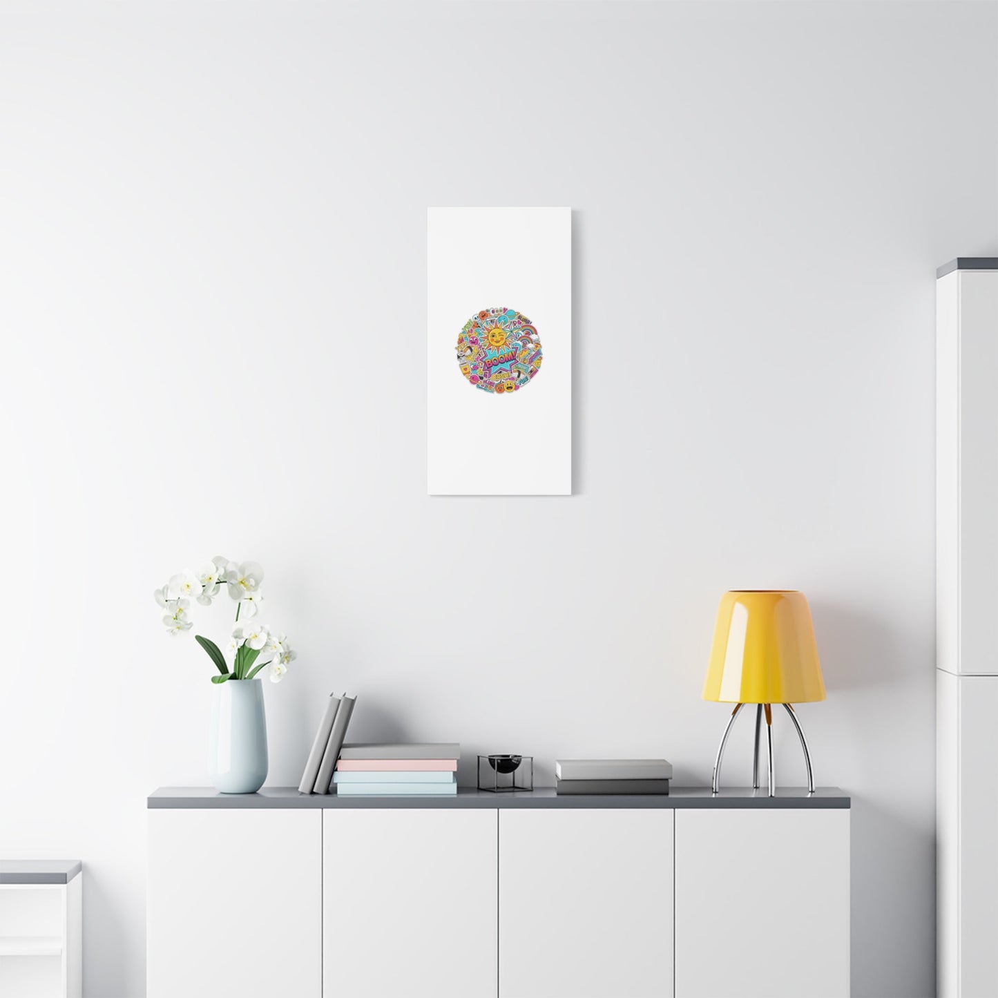 Sticker - Bomb Collage Matte Canvas, Stretched | chaotic sticker collage, graphic doodles - AKYCO