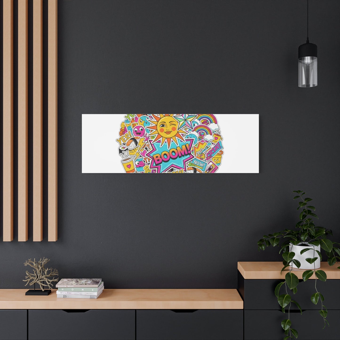 Sticker - Bomb Collage Matte Canvas, Stretched | chaotic sticker collage, graphic doodles - AKYCO