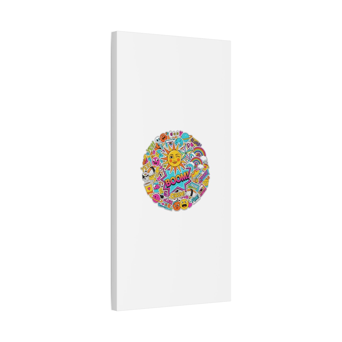 Sticker - Bomb Collage Matte Canvas, Stretched | chaotic sticker collage, graphic doodles - AKYCO