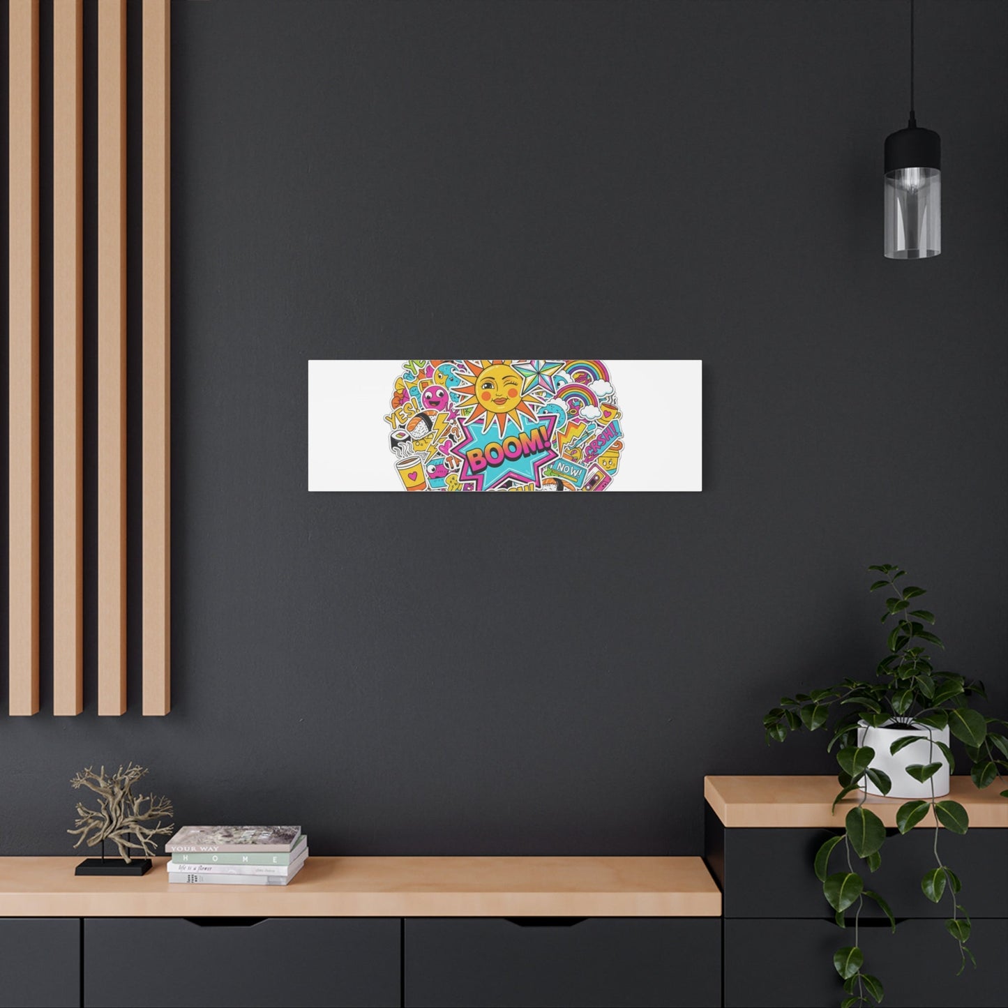 Sticker - Bomb Collage Matte Canvas, Stretched | chaotic sticker collage, graphic doodles - AKYCO