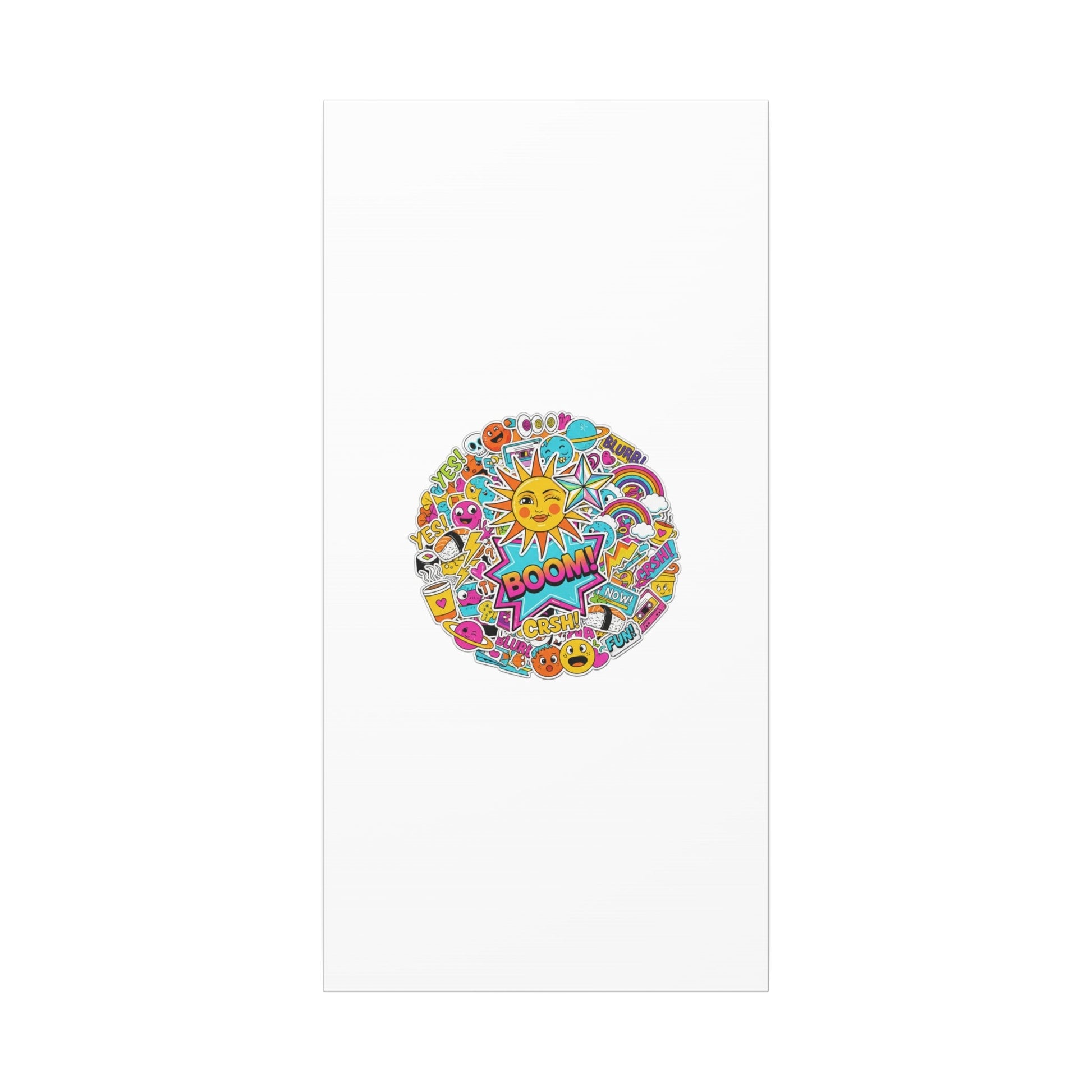 Sticker - Bomb Collage Matte Canvas, Stretched | chaotic sticker collage, graphic doodles - AKYCO