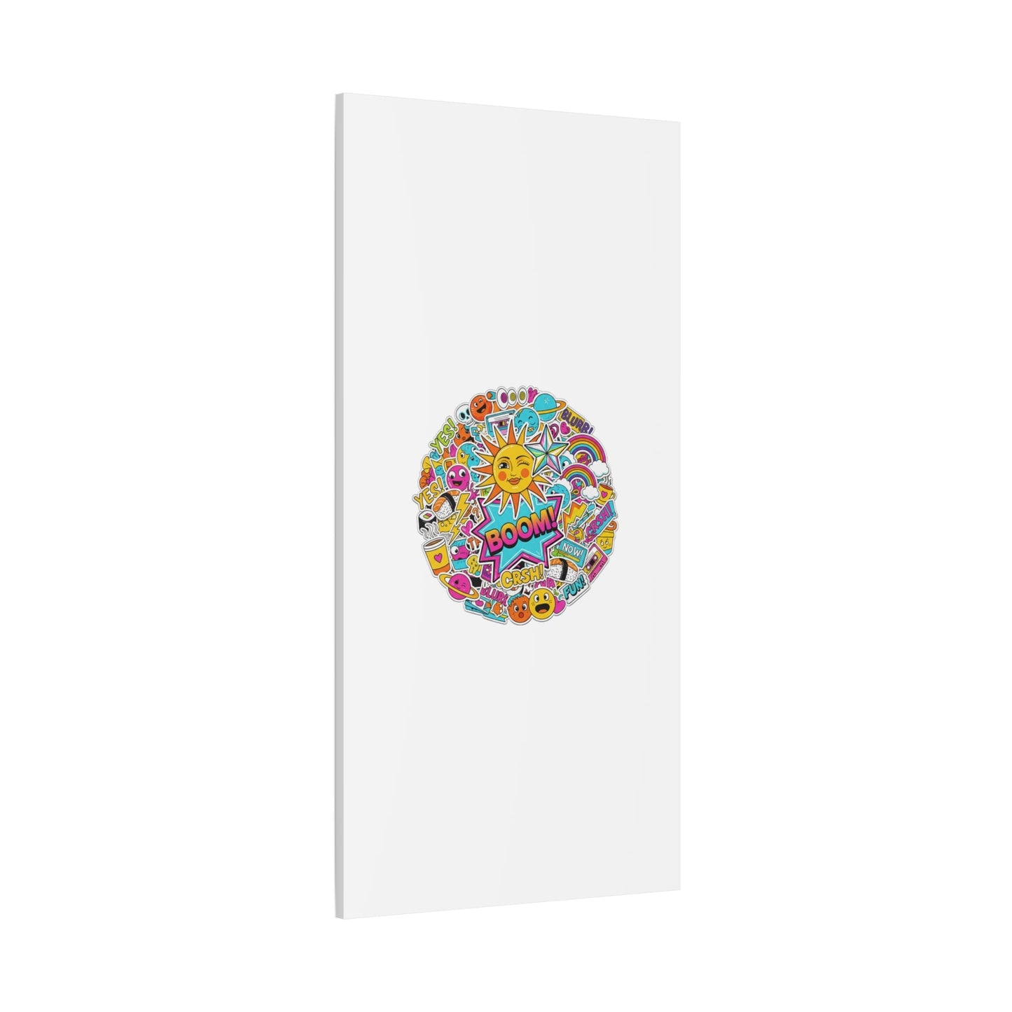 Sticker - Bomb Collage Matte Canvas, Stretched | chaotic sticker collage, graphic doodles - AKYCO