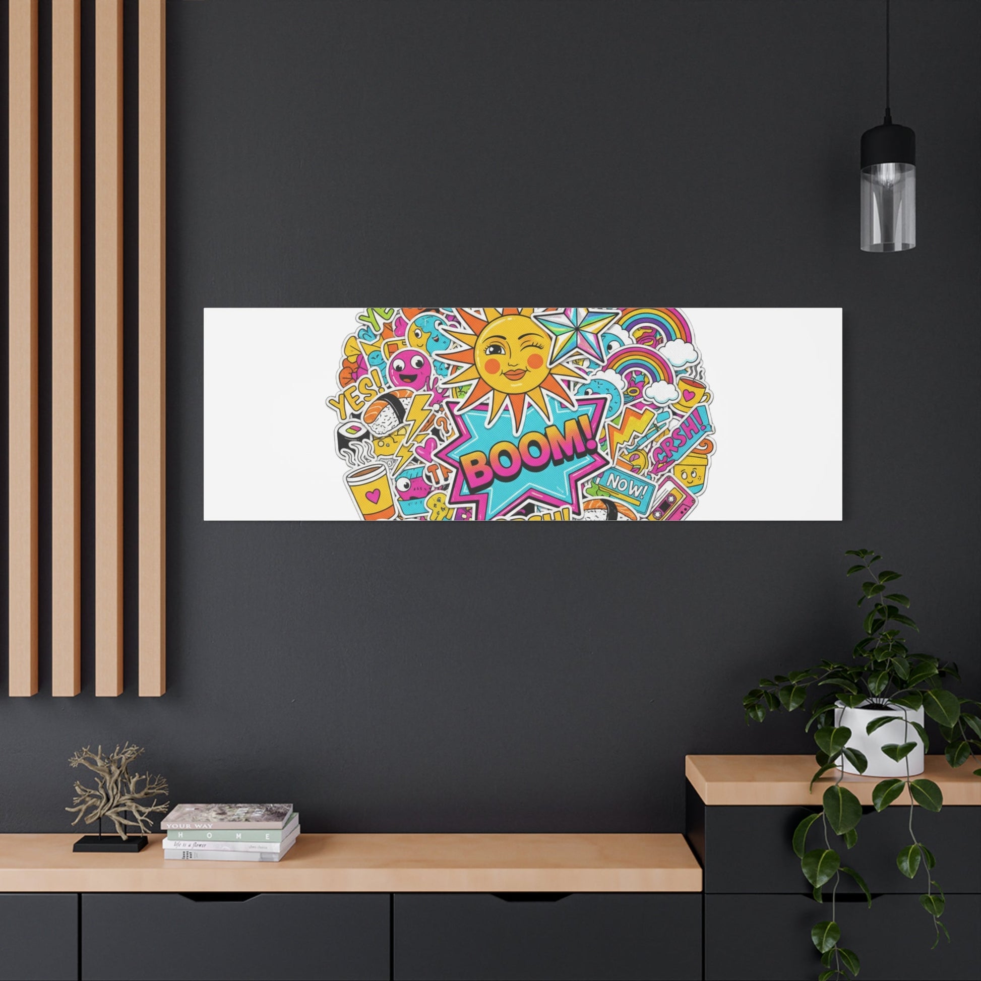 Sticker - Bomb Collage Matte Canvas, Stretched | chaotic sticker collage, graphic doodles - AKYCO