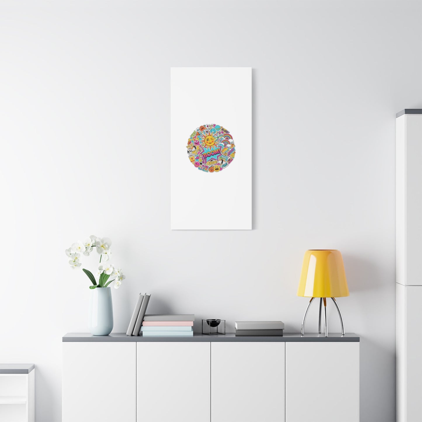 Sticker - Bomb Collage Matte Canvas, Stretched | chaotic sticker collage, graphic doodles - AKYCO