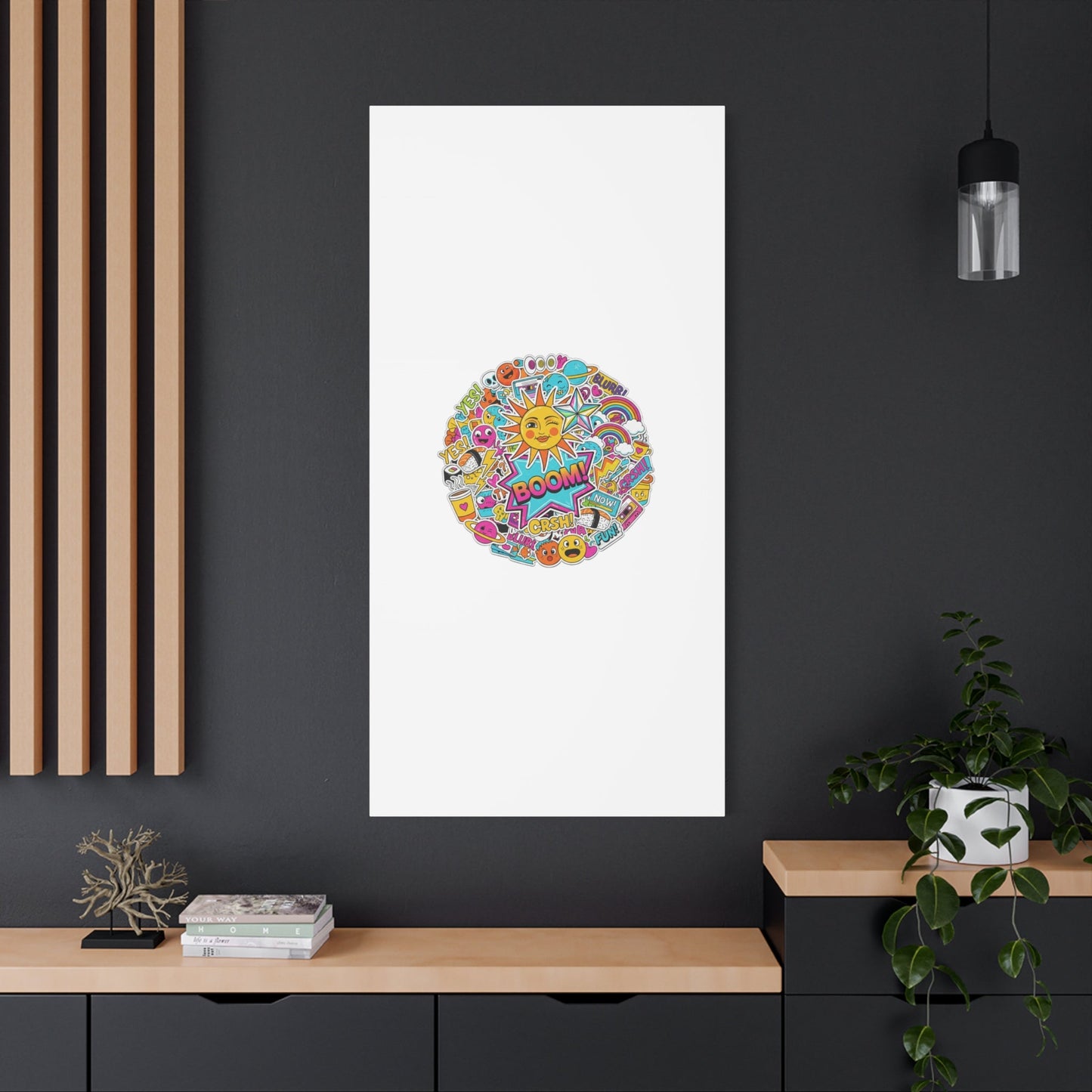 Sticker - Bomb Collage Matte Canvas, Stretched | chaotic sticker collage, graphic doodles - AKYCO