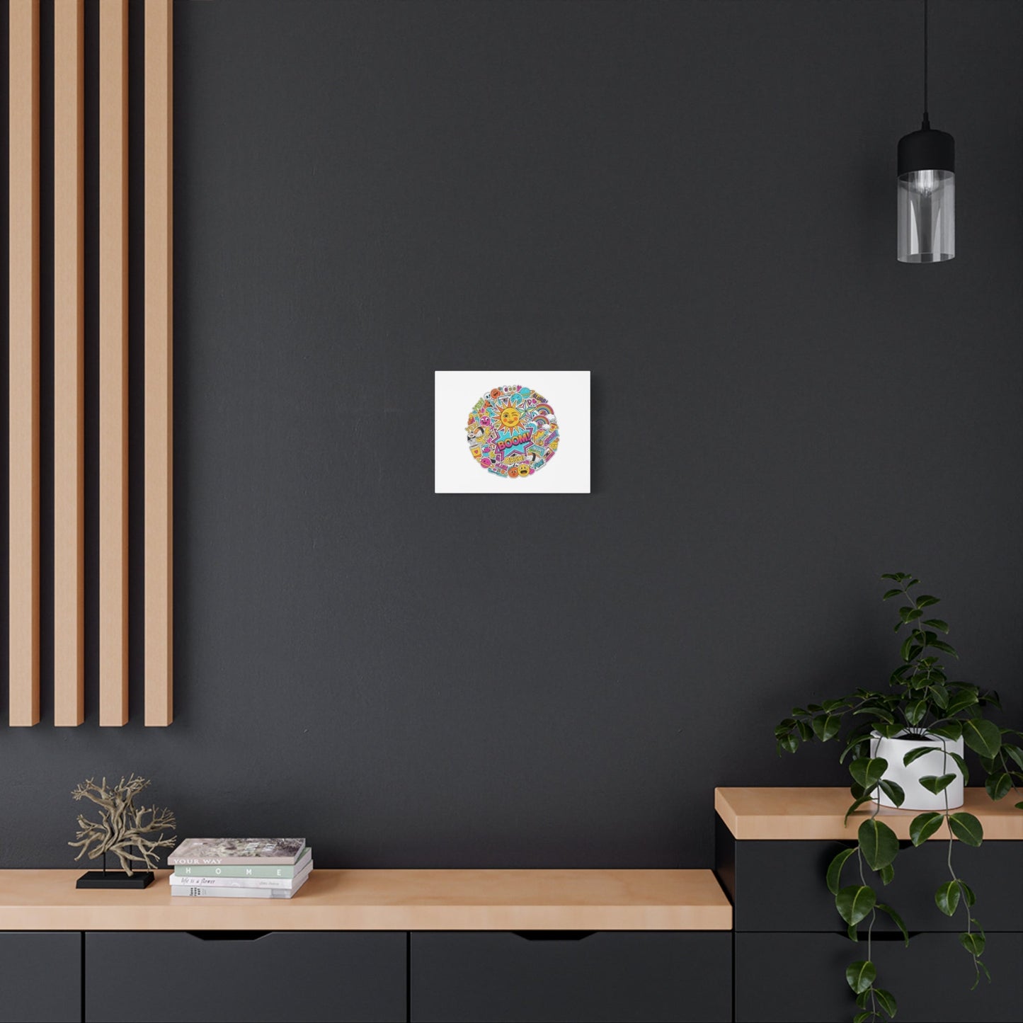 Sticker - Bomb Collage Matte Canvas, Stretched | chaotic sticker collage, graphic doodles - AKYCO
