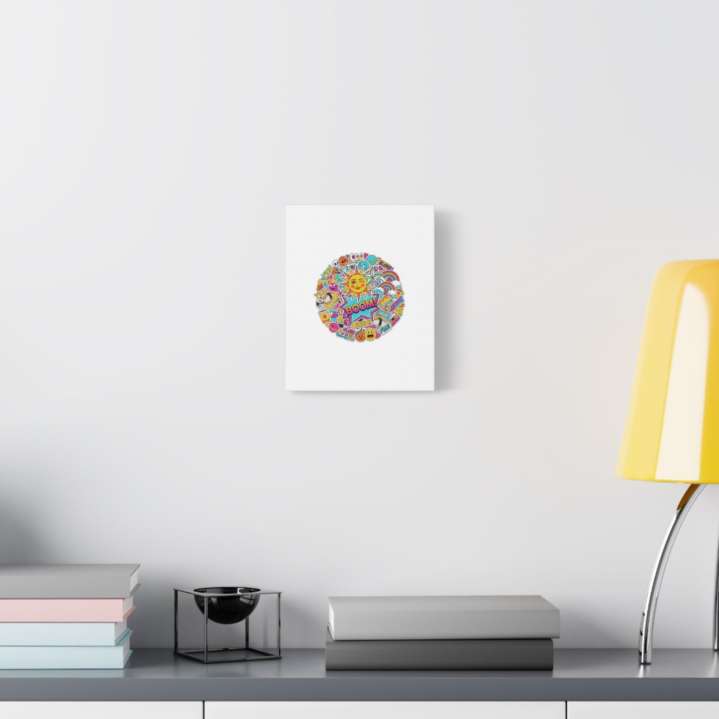 Sticker - Bomb Collage Matte Canvas, Stretched | chaotic sticker collage, graphic doodles - AKYCO