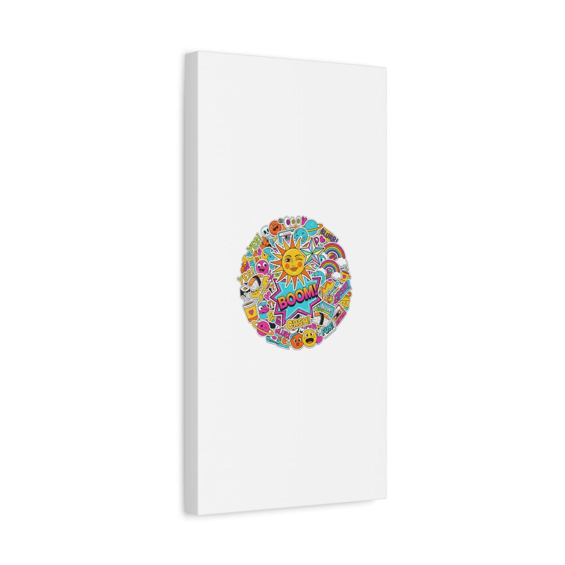 Sticker - Bomb Collage Matte Canvas, Stretched | chaotic sticker collage, graphic doodles - AKYCO