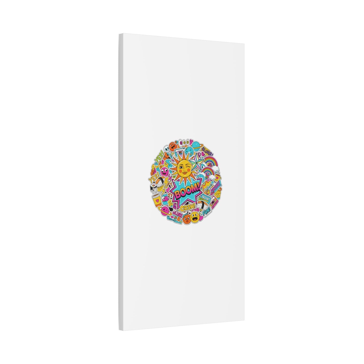 Sticker - Bomb Collage Matte Canvas, Stretched | chaotic sticker collage, graphic doodles - AKYCO