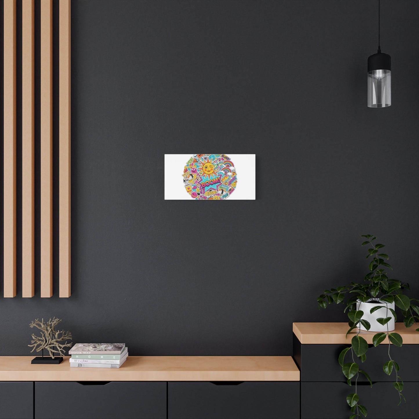 Sticker - Bomb Collage Matte Canvas, Stretched | chaotic sticker collage, graphic doodles - AKYCO