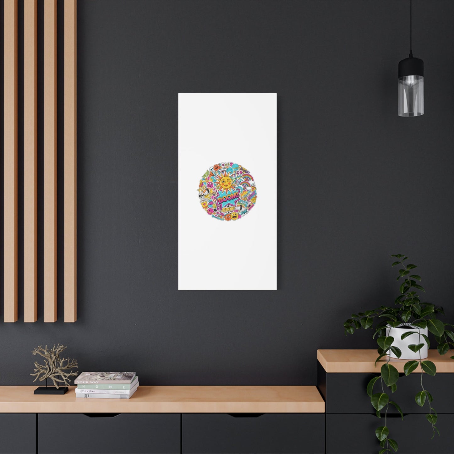 Sticker - Bomb Collage Matte Canvas, Stretched | chaotic sticker collage, graphic doodles - AKYCO