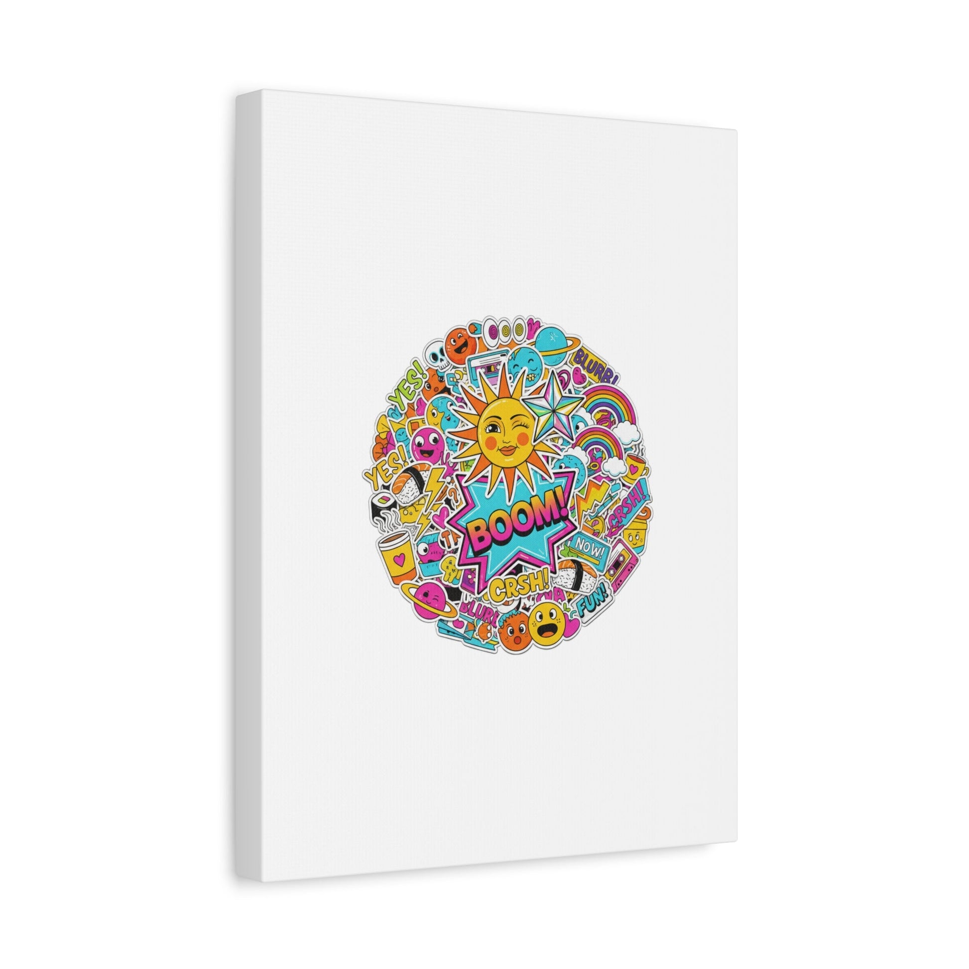 Sticker - Bomb Collage Matte Canvas, Stretched | chaotic sticker collage, graphic doodles - AKYCO