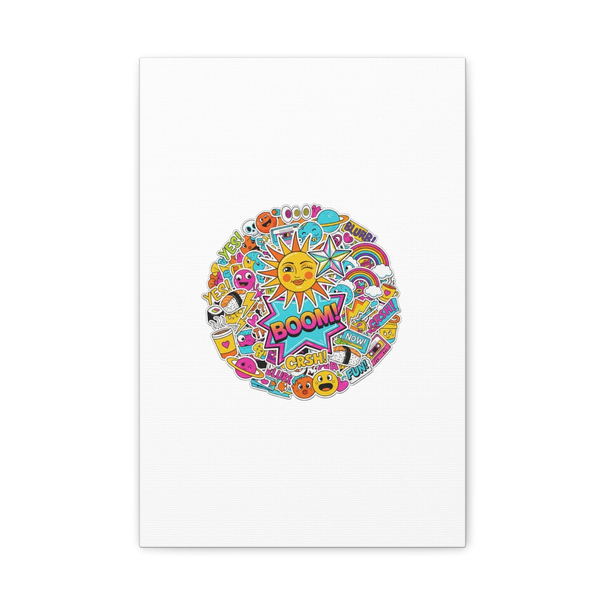 Sticker - Bomb Collage Matte Canvas, Stretched | chaotic sticker collage, graphic doodles - AKYCO