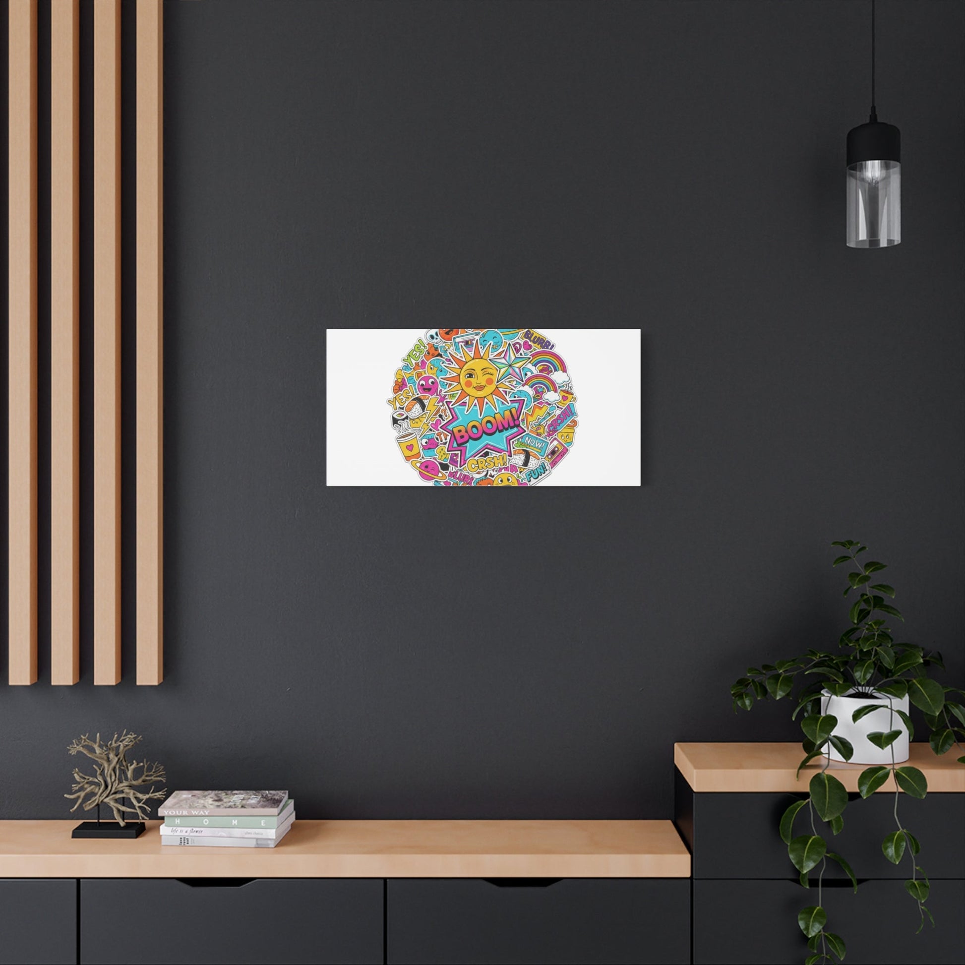 Sticker - Bomb Collage Matte Canvas, Stretched | chaotic sticker collage, graphic doodles - AKYCO