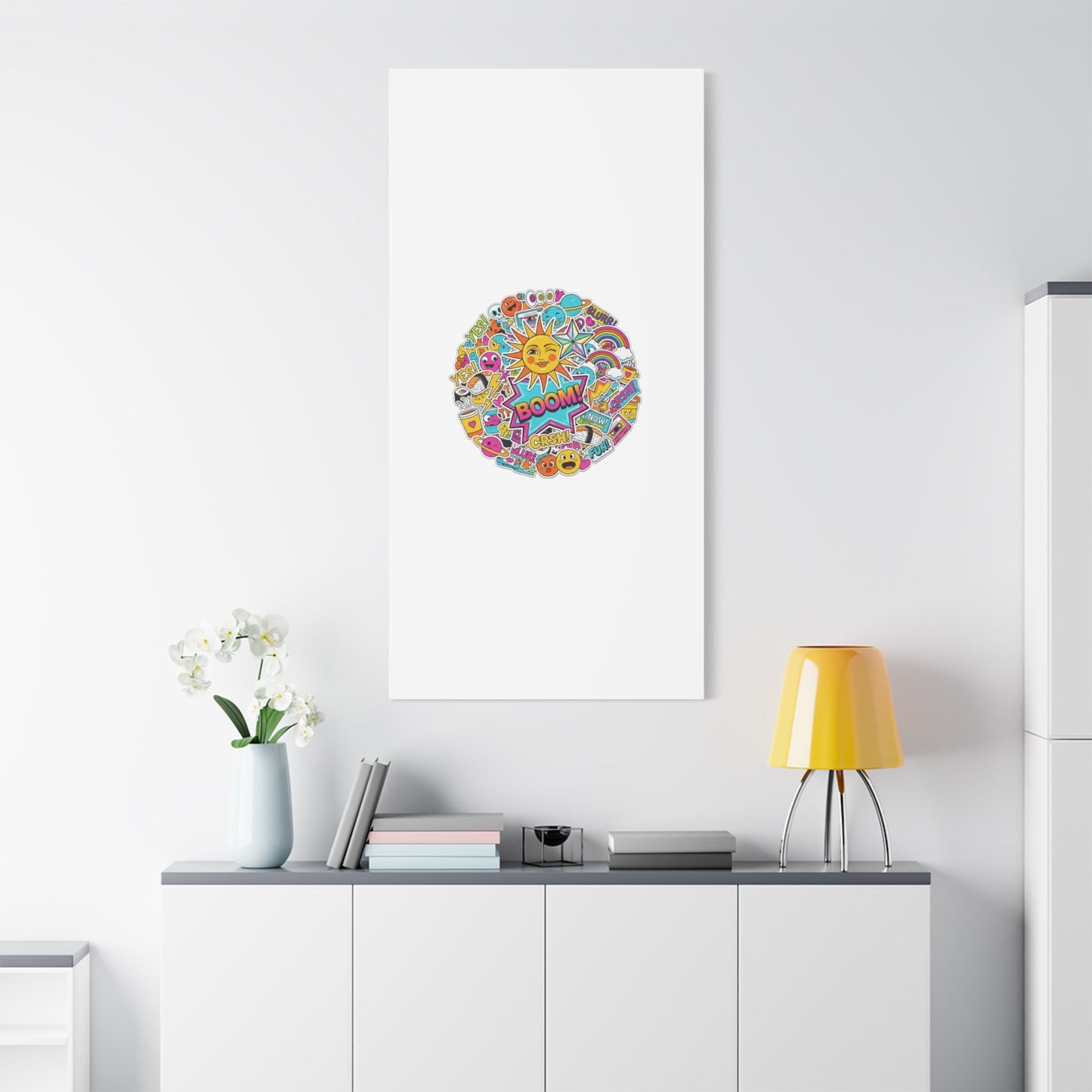 Sticker - Bomb Collage Matte Canvas, Stretched | chaotic sticker collage, graphic doodles - AKYCO