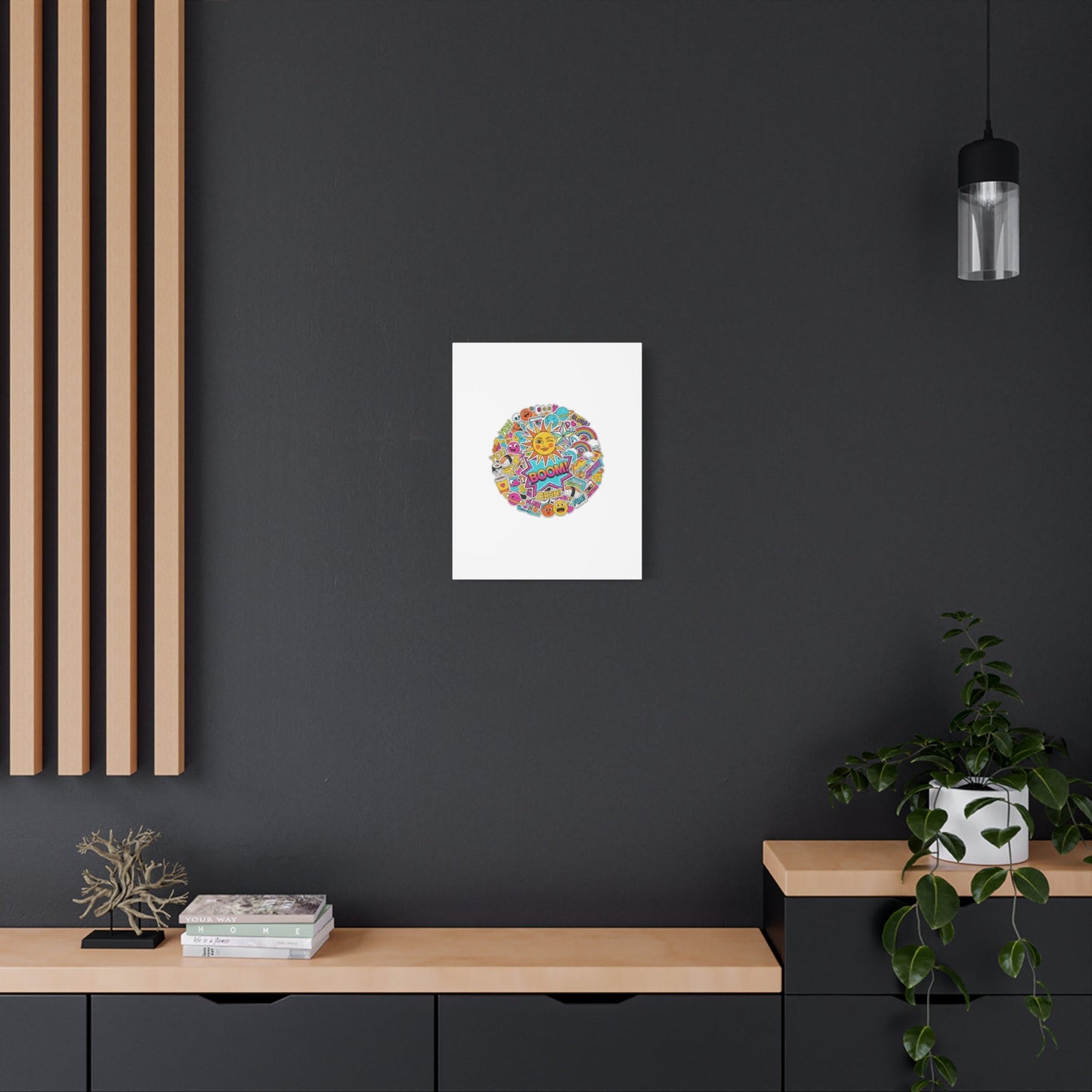 Sticker - Bomb Collage Matte Canvas, Stretched | chaotic sticker collage, graphic doodles - AKYCO