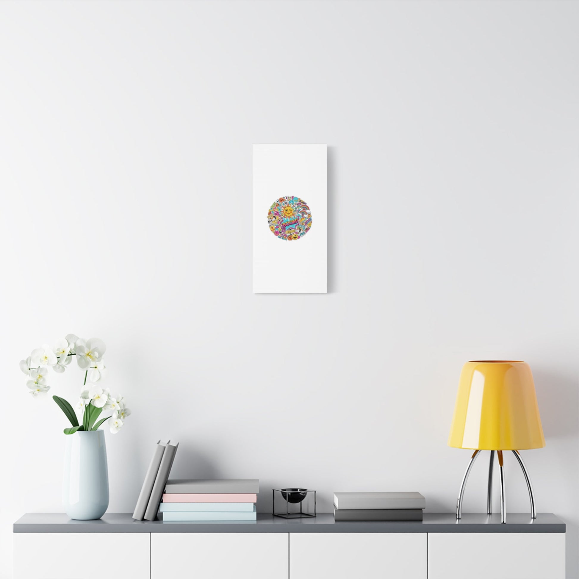 Sticker - Bomb Collage Matte Canvas, Stretched | chaotic sticker collage, graphic doodles - AKYCO