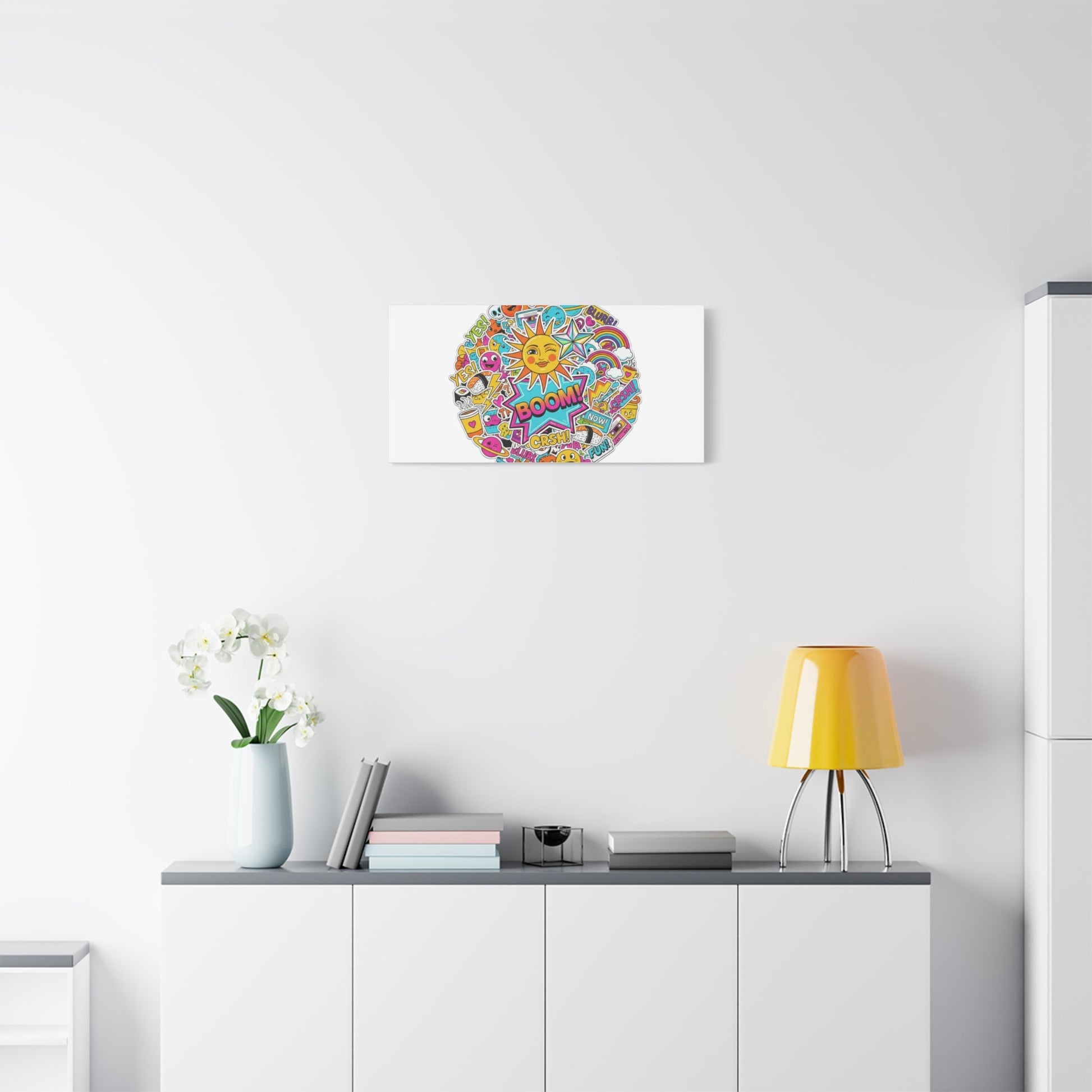 Sticker - Bomb Collage Matte Canvas, Stretched | chaotic sticker collage, graphic doodles - AKYCO