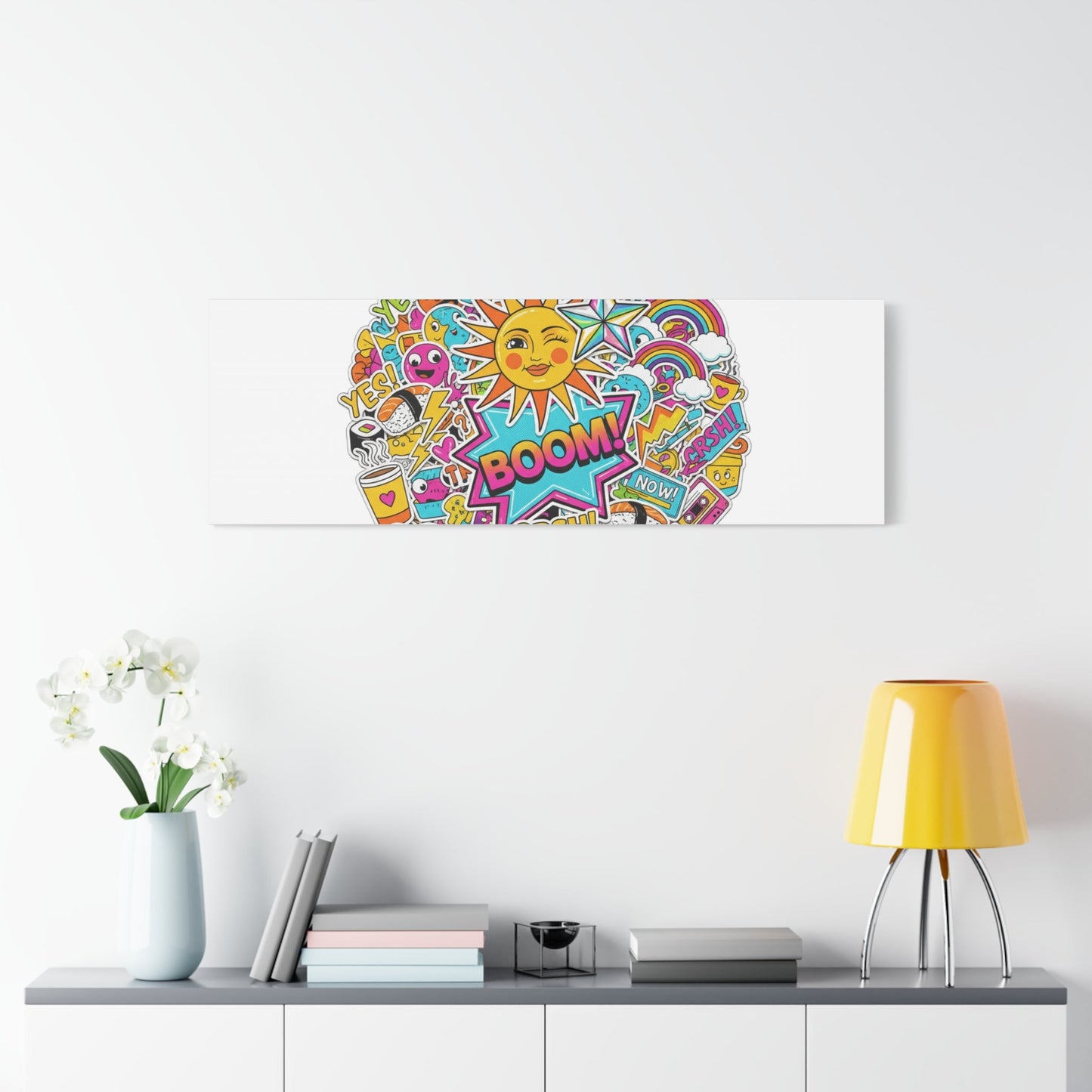 Sticker - Bomb Collage Matte Canvas, Stretched | chaotic sticker collage, graphic doodles - AKYCO