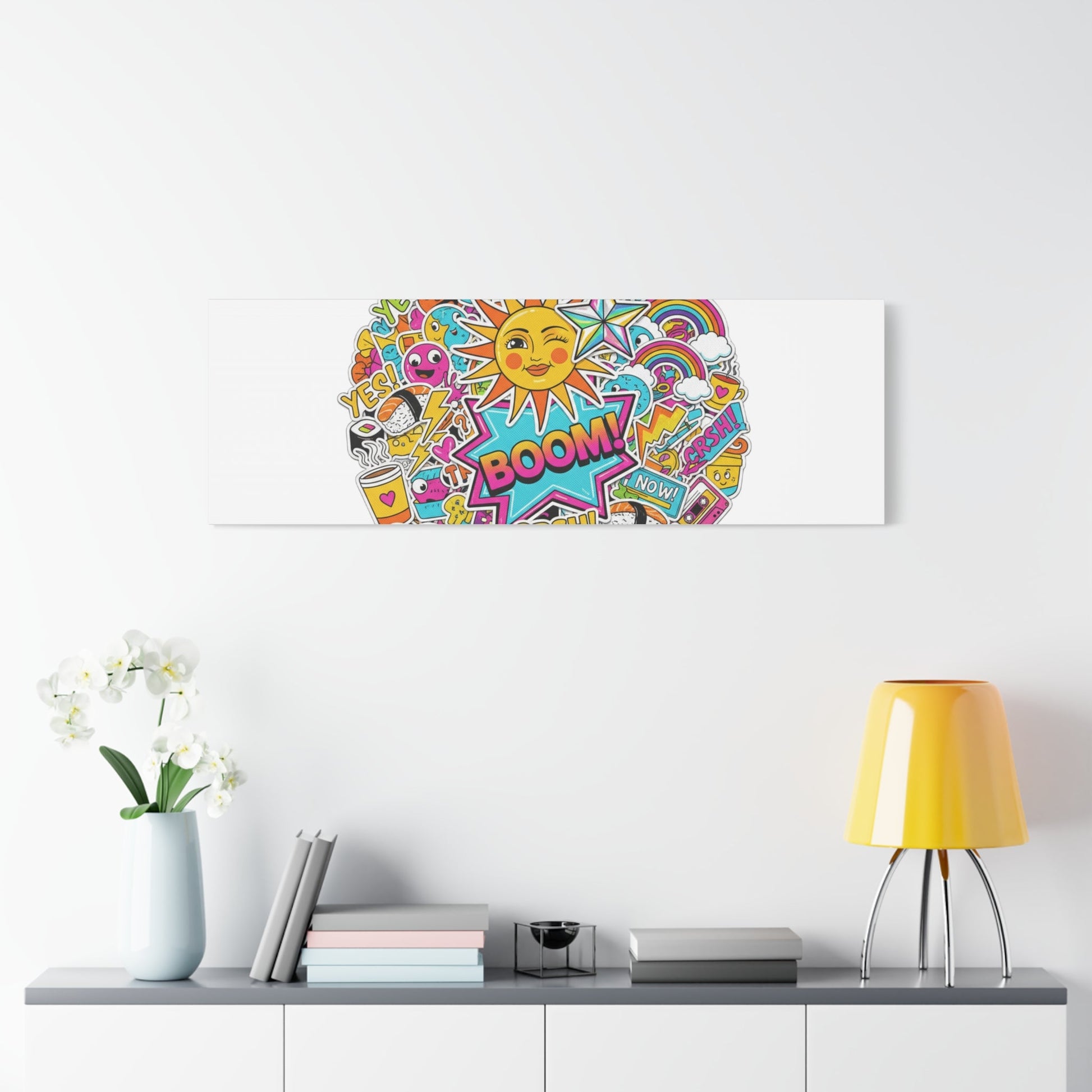 Sticker - Bomb Collage Matte Canvas, Stretched | chaotic sticker collage, graphic doodles - AKYCO