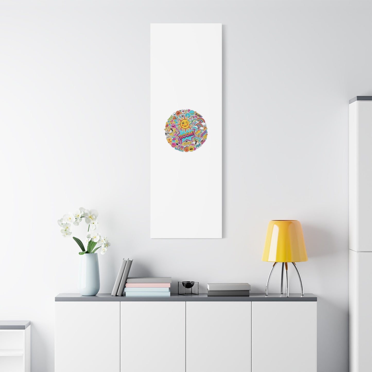Sticker - Bomb Collage Matte Canvas, Stretched | chaotic sticker collage, graphic doodles - AKYCO