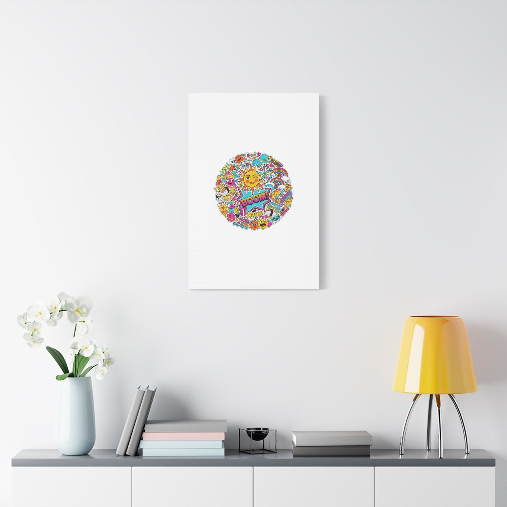 Sticker - Bomb Collage Matte Canvas, Stretched | chaotic sticker collage, graphic doodles - AKYCO