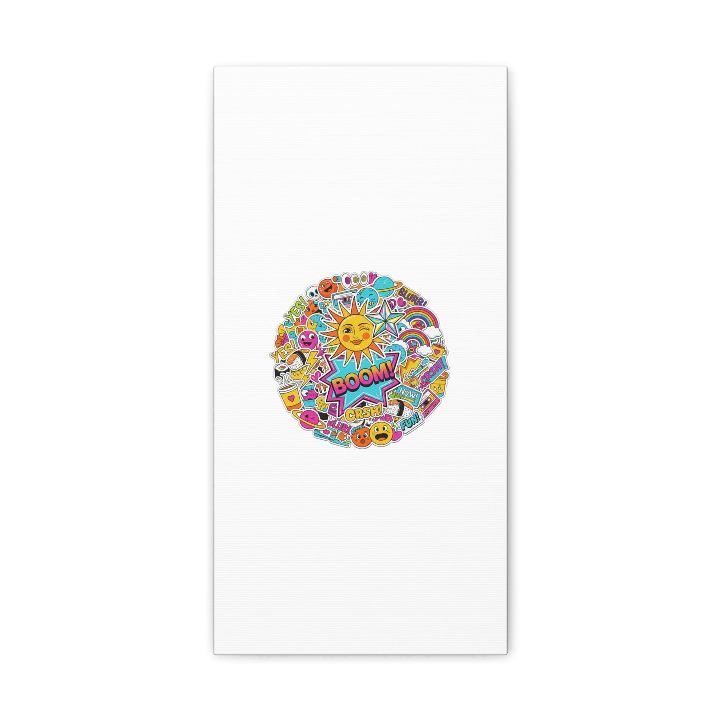 Sticker - Bomb Collage Matte Canvas, Stretched | chaotic sticker collage, graphic doodles - AKYCO