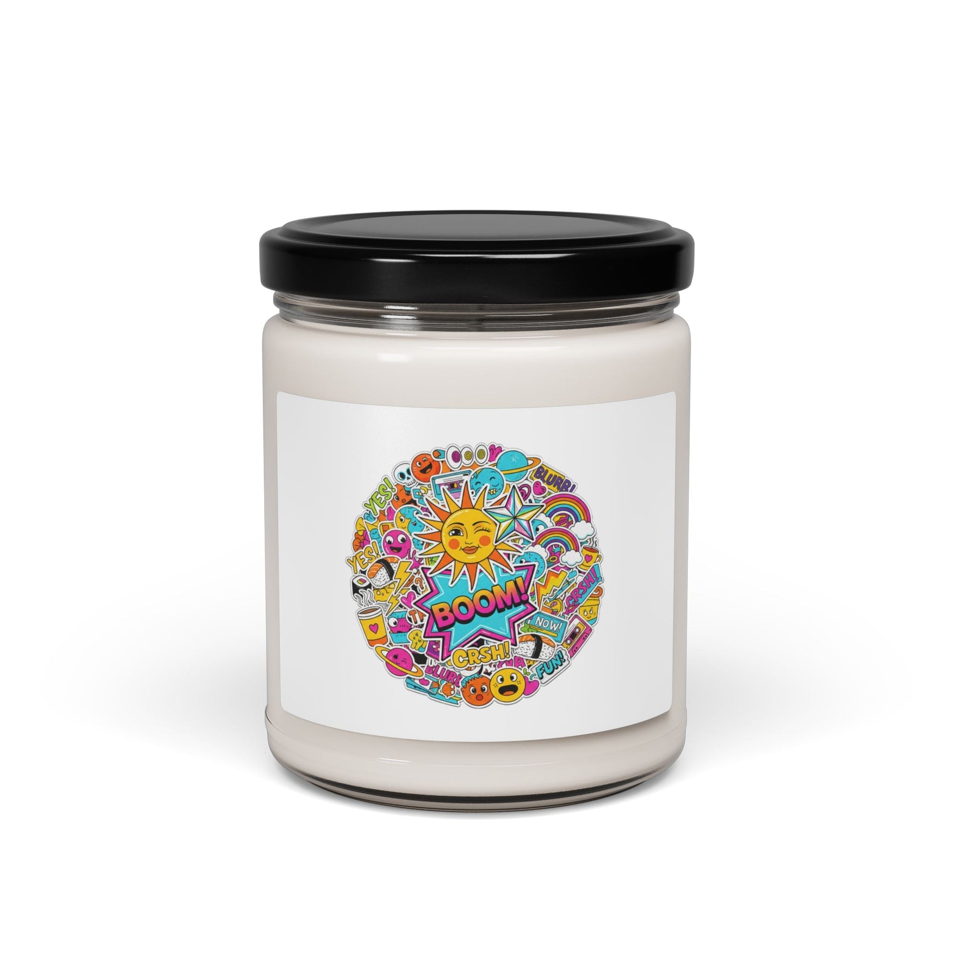 Sticker Bomb Collage Soy Candle | Maximalist Graphic Doodles, Scrapbook Aesthetic - AKYCO
